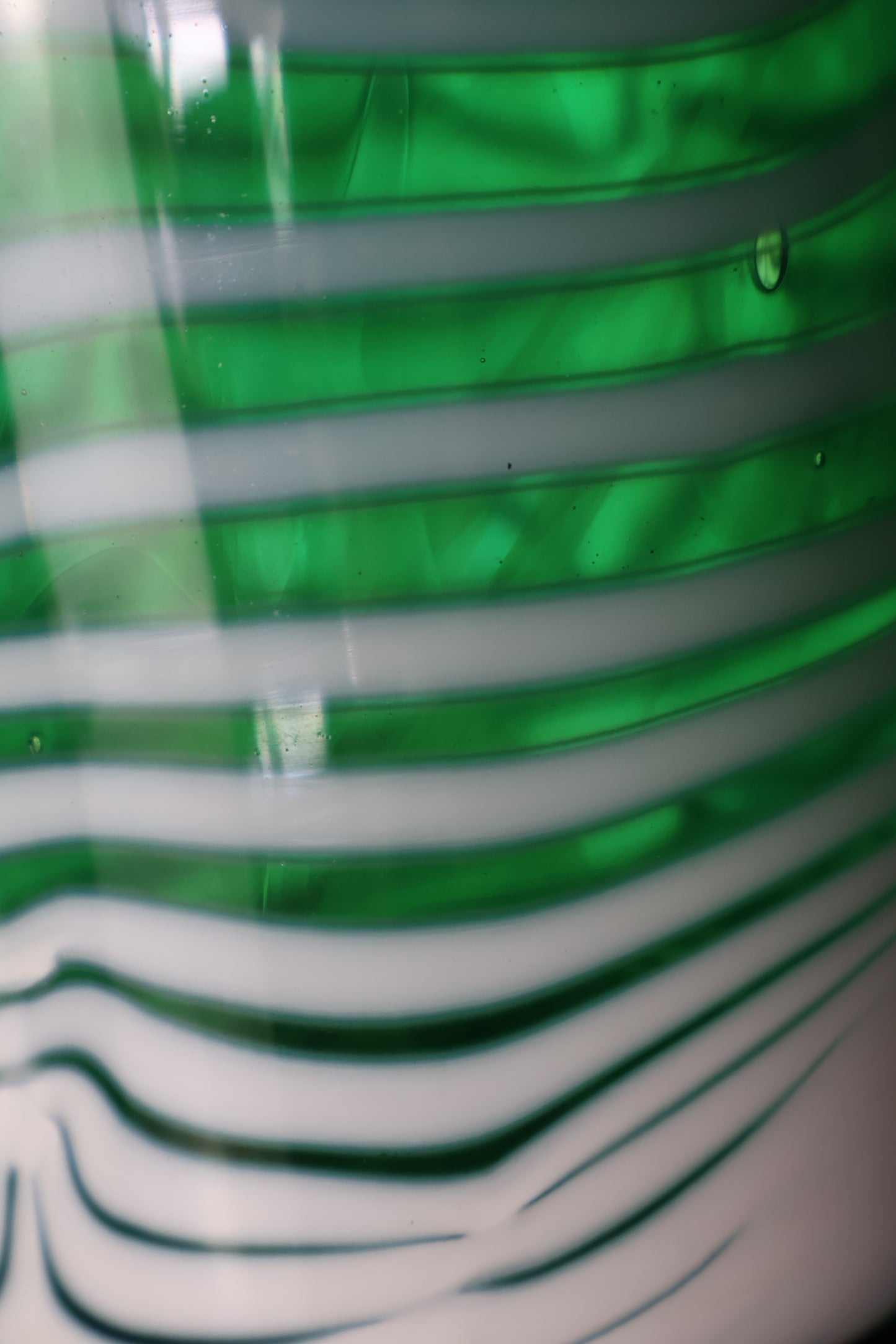 Green Cylindrical Vase with White Body Wrap