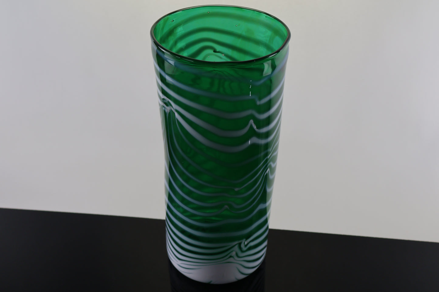 Green Cylindrical Vase with White Body Wrap