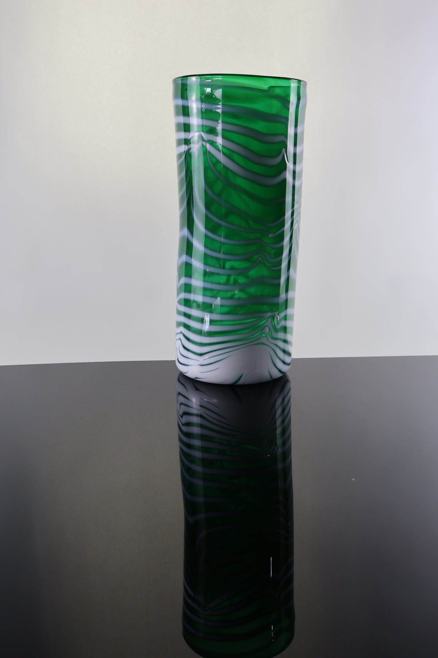 Green Cylindrical Vase with White Body Wrap