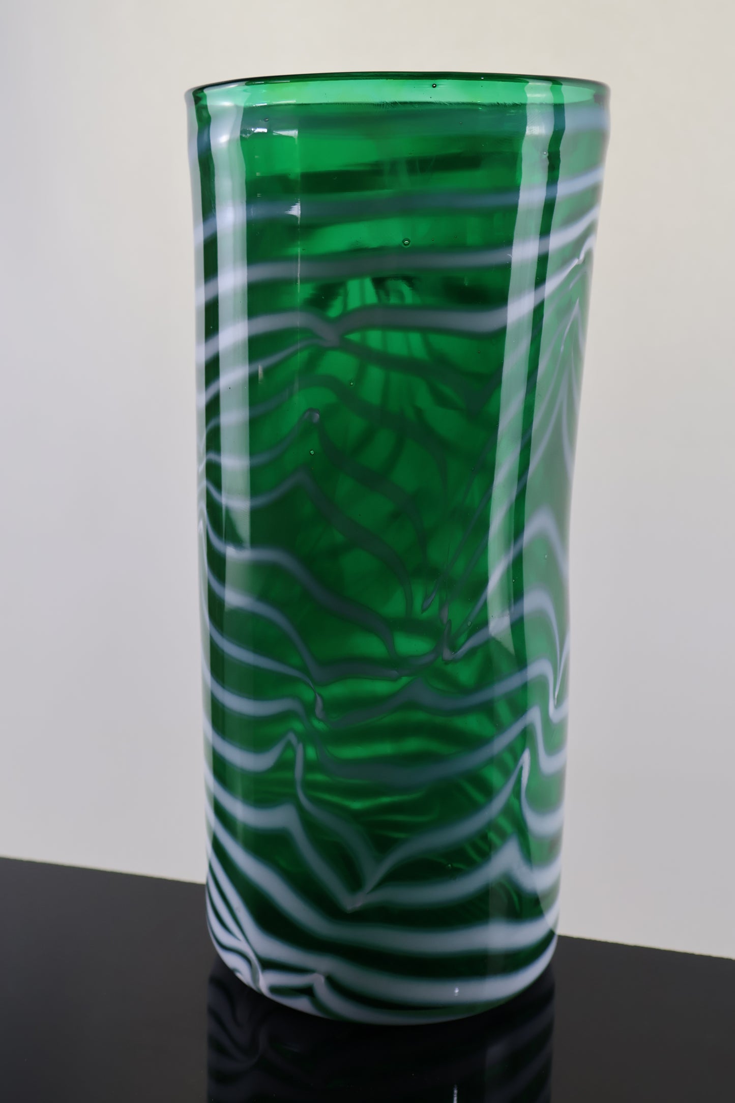 Green Cylindrical Vase with White Body Wrap
