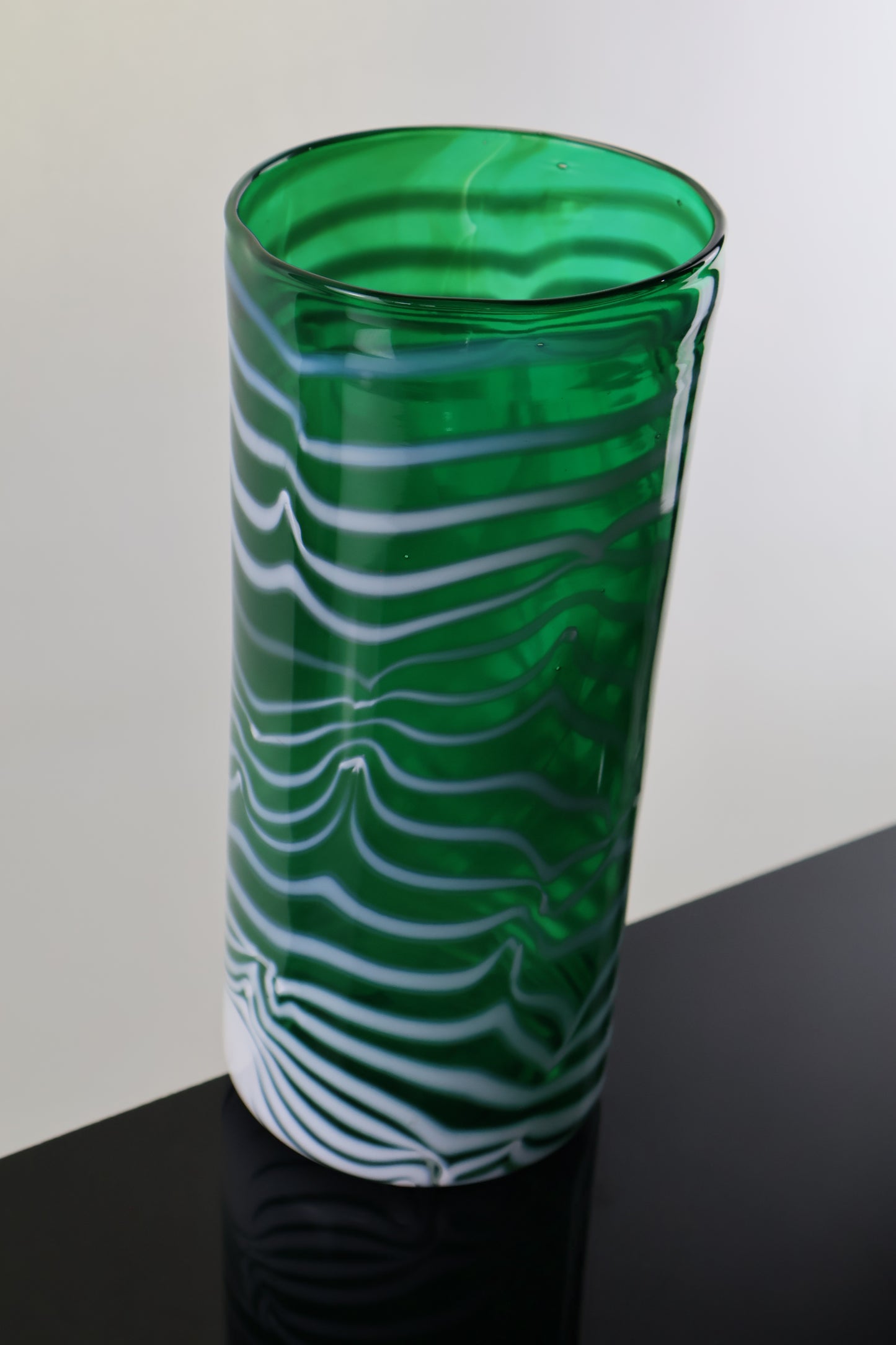 Green Cylindrical Vase with White Body Wrap