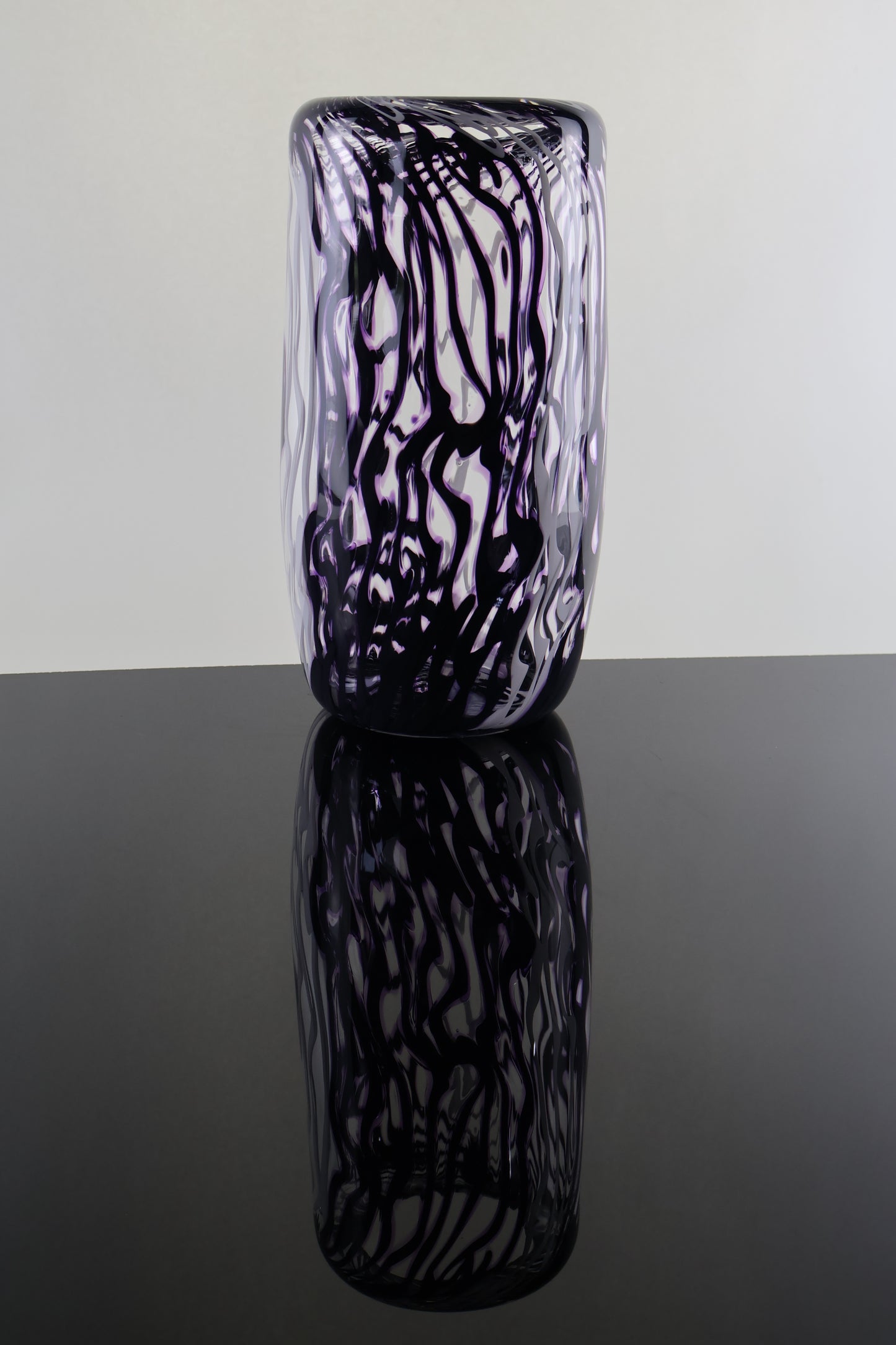 Chaos Series - Black, Purple and White Distorted Cane Vase