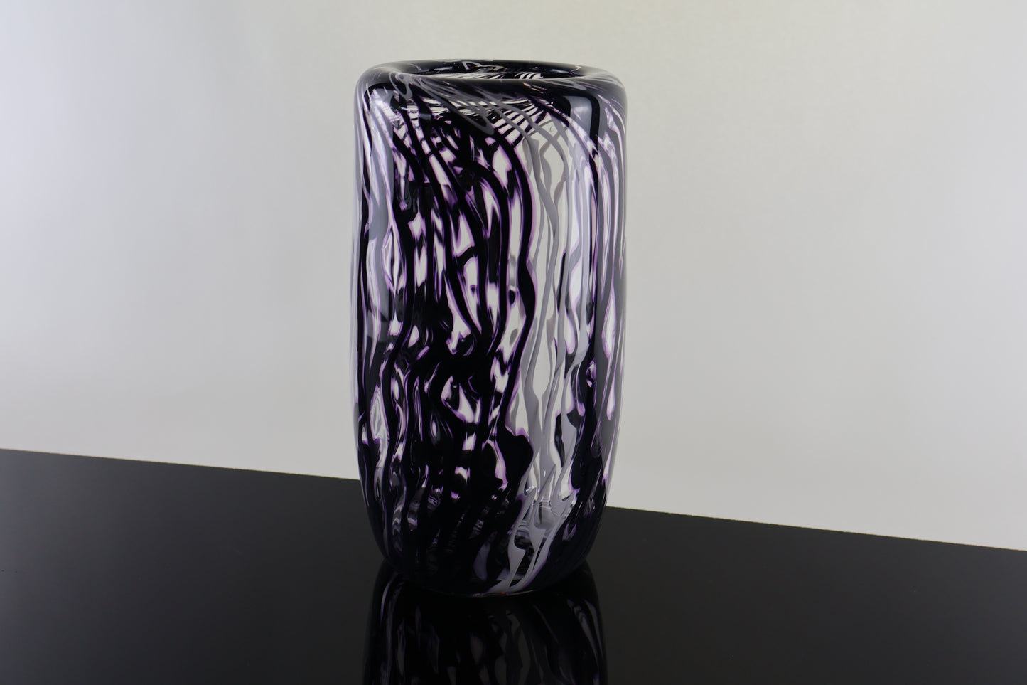 Chaos Series - Black, Purple and White Distorted Cane Vase