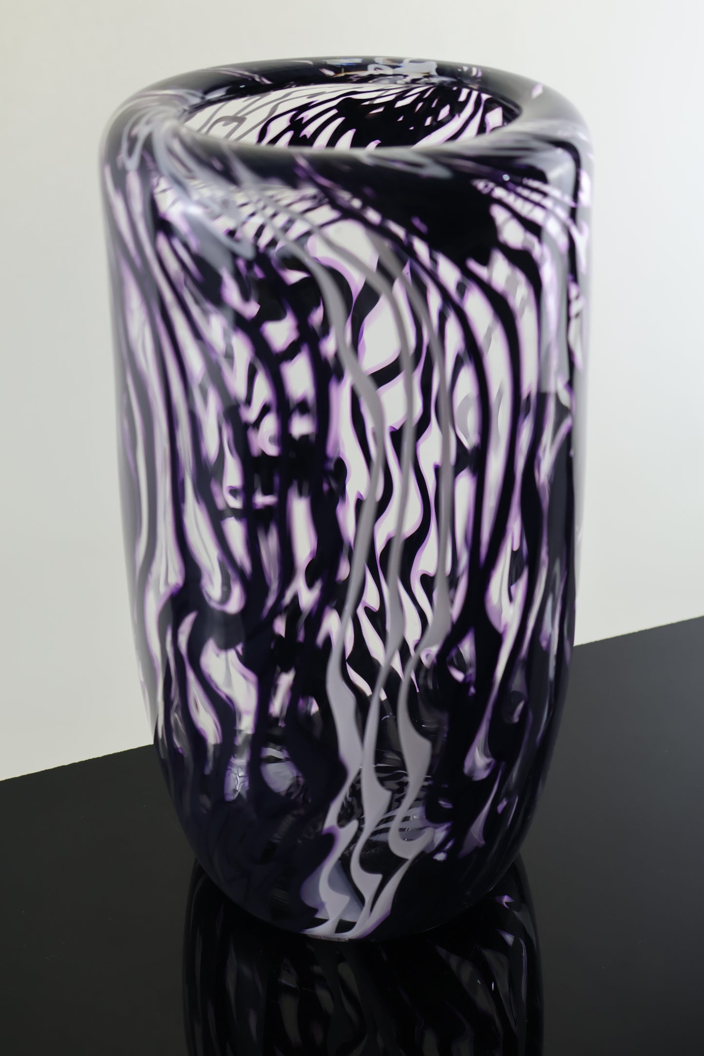 Chaos Series - Black, Purple and White Distorted Cane Vase