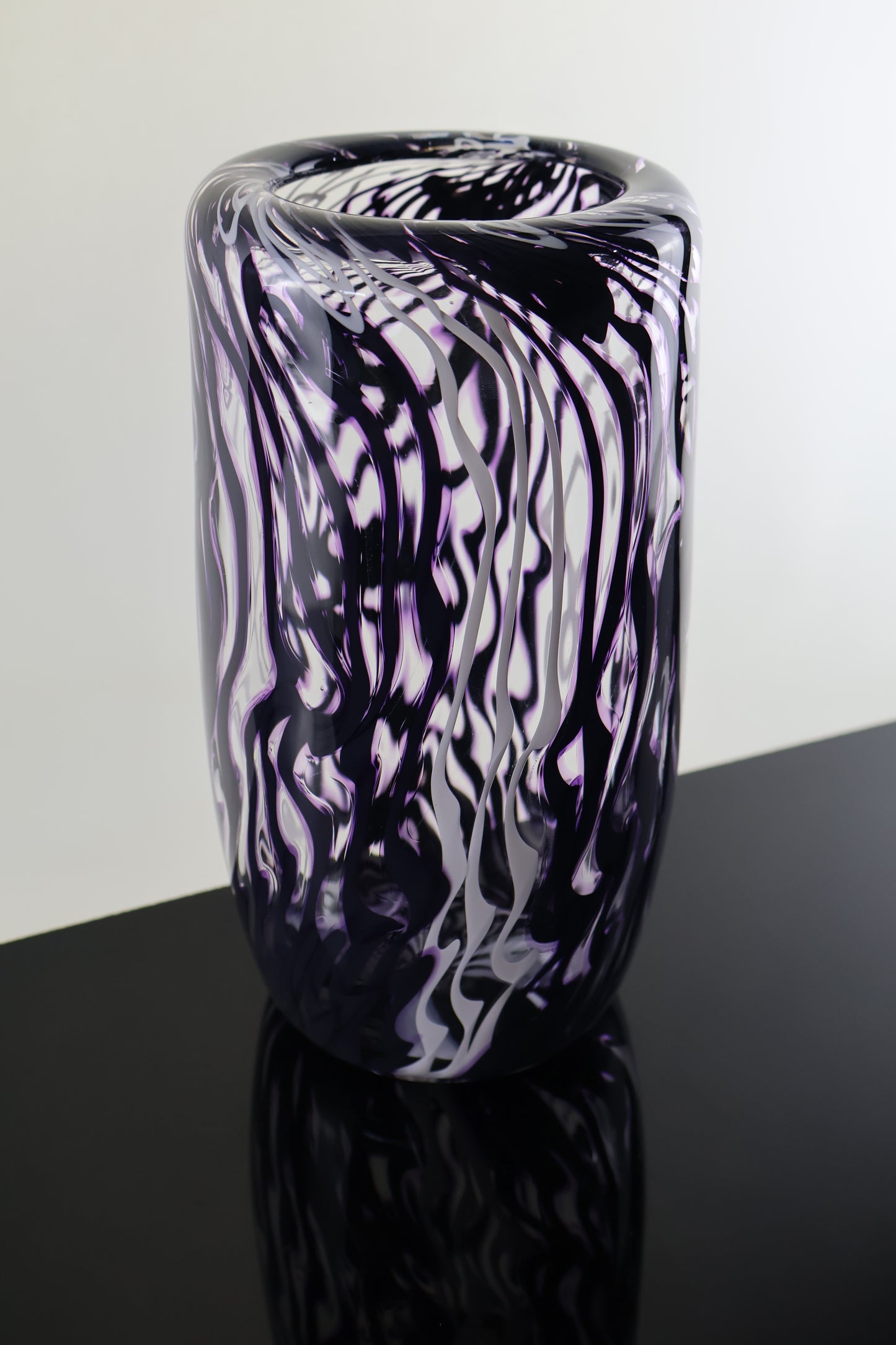 Chaos Series - Black, Purple and White Distorted Cane Vase
