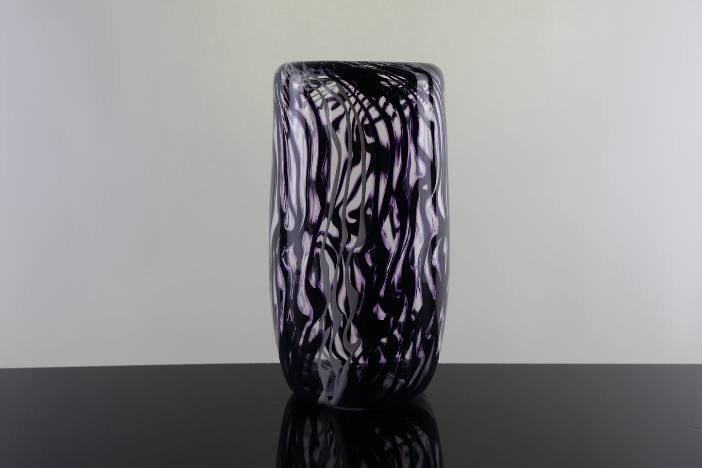 Chaos Series - Black, Purple and White Distorted Cane Vase