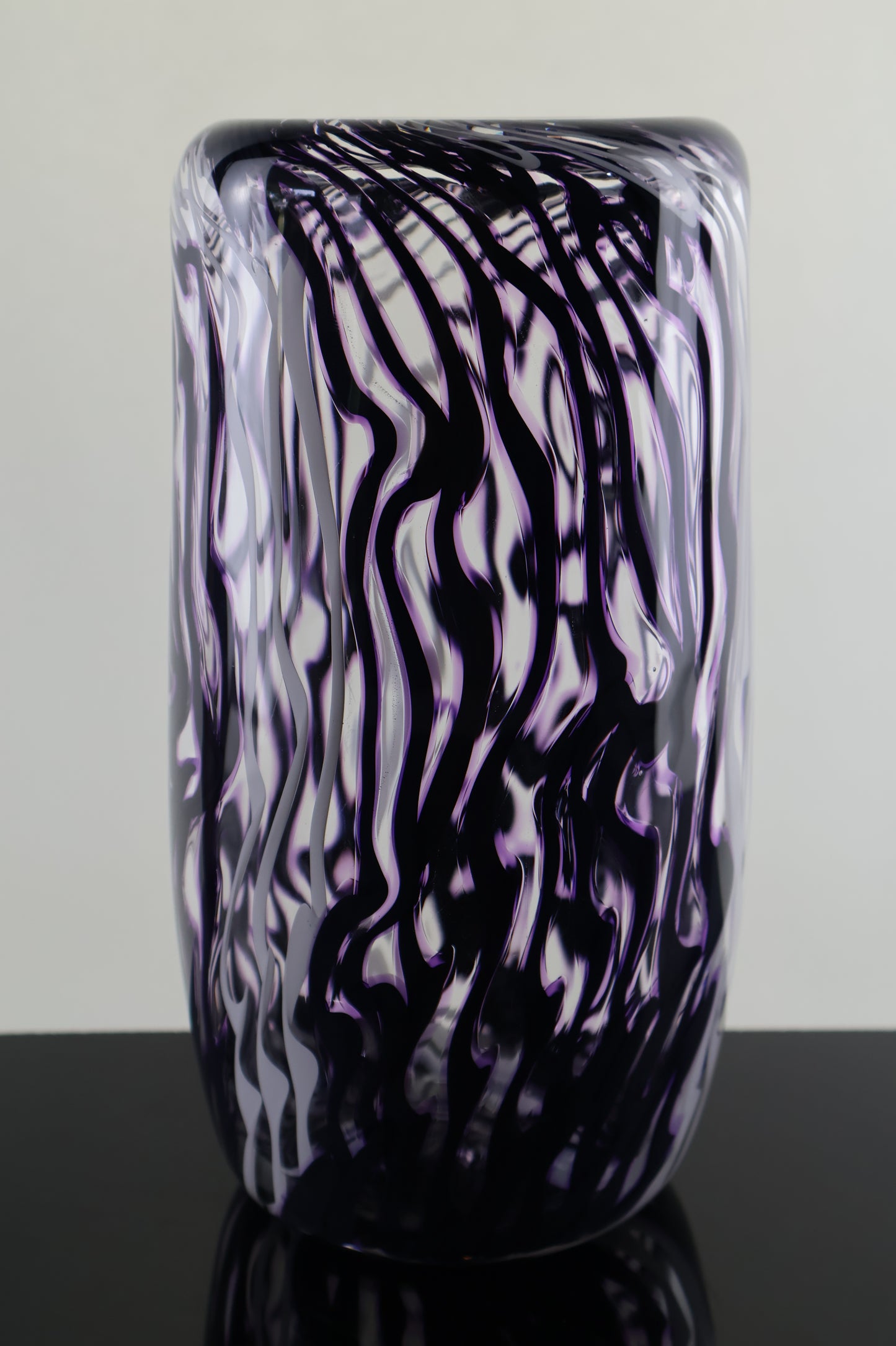 Chaos Series - Black, Purple and White Distorted Cane Vase