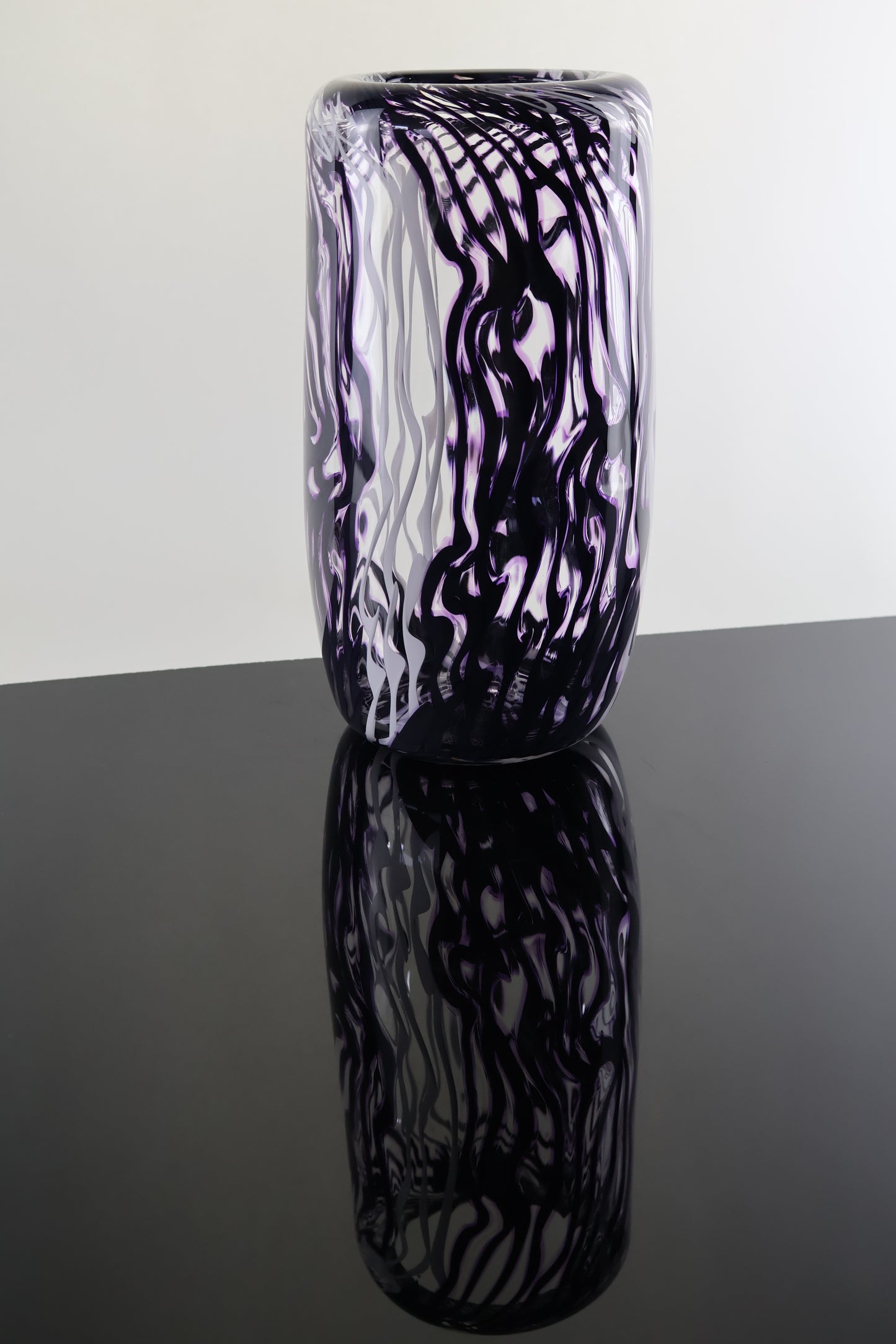 Chaos Series - Black, Purple and White Distorted Cane Vase