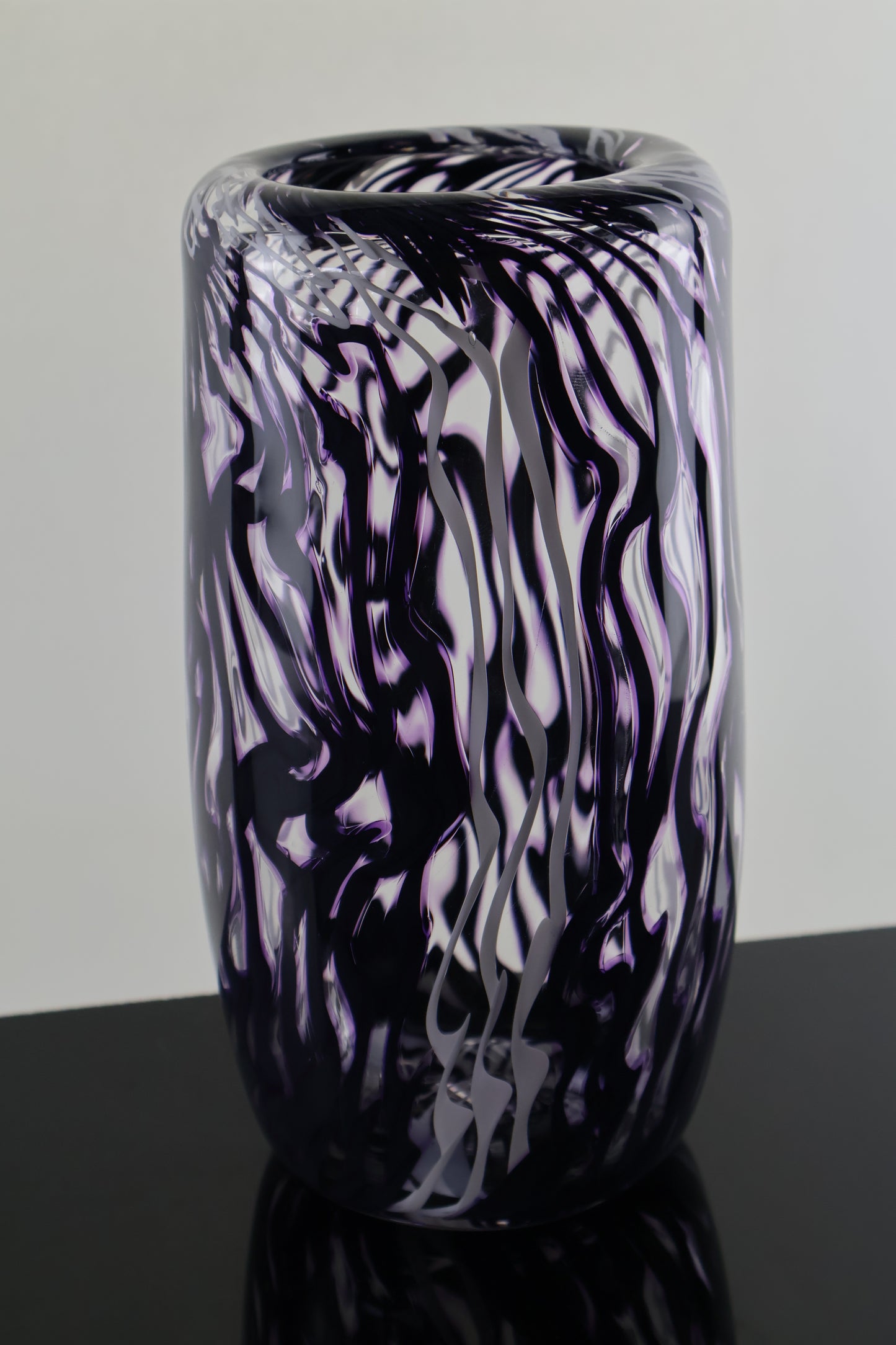 Chaos Series - Black, Purple and White Distorted Cane Vase