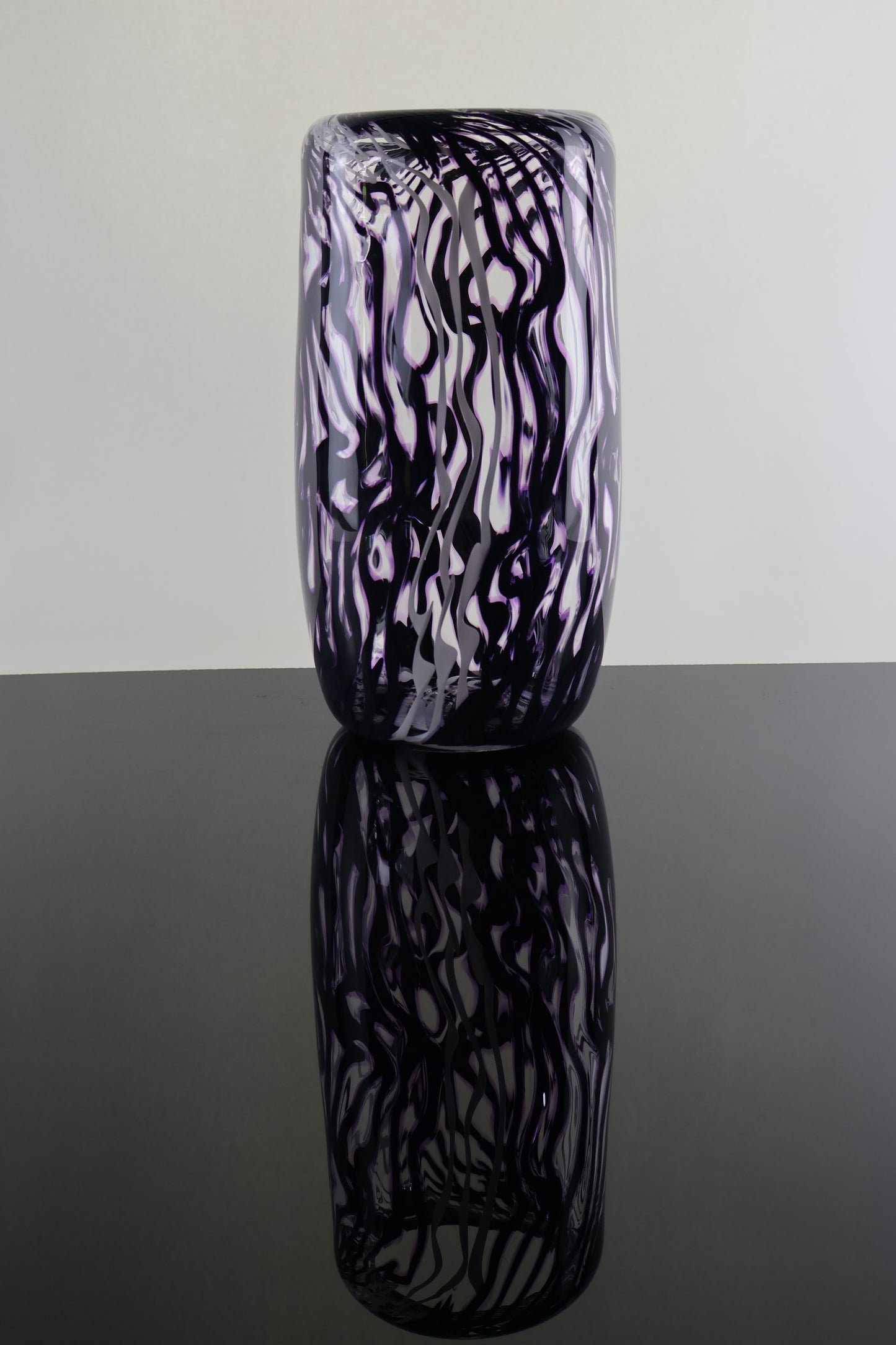Chaos Series - Black, Purple and White Distorted Cane Vase
