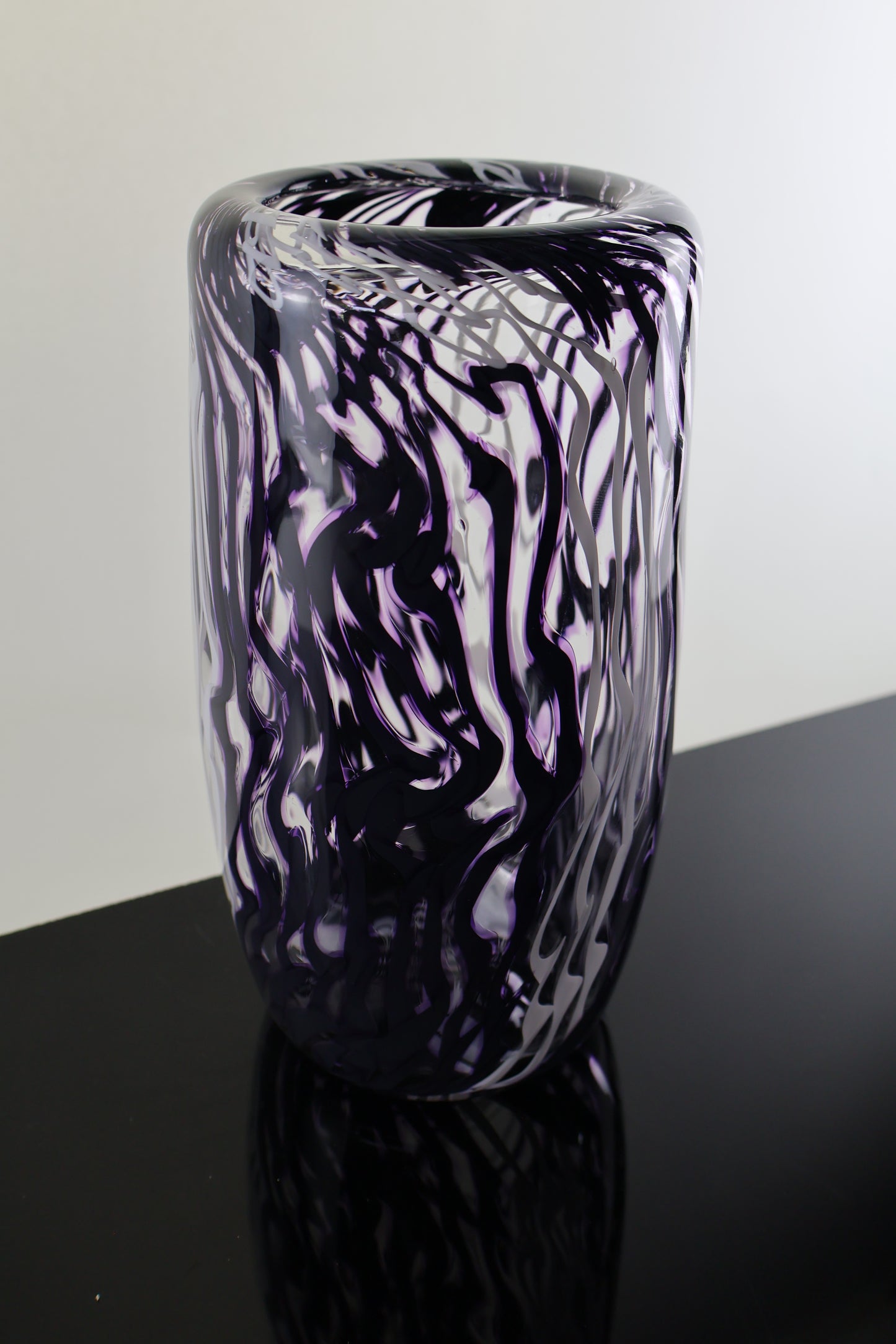 Chaos Series - Black, Purple and White Distorted Cane Vase