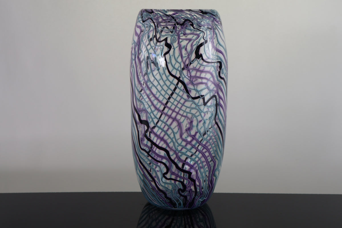 Pink, Teal and Black Mid Size Chaos Vase