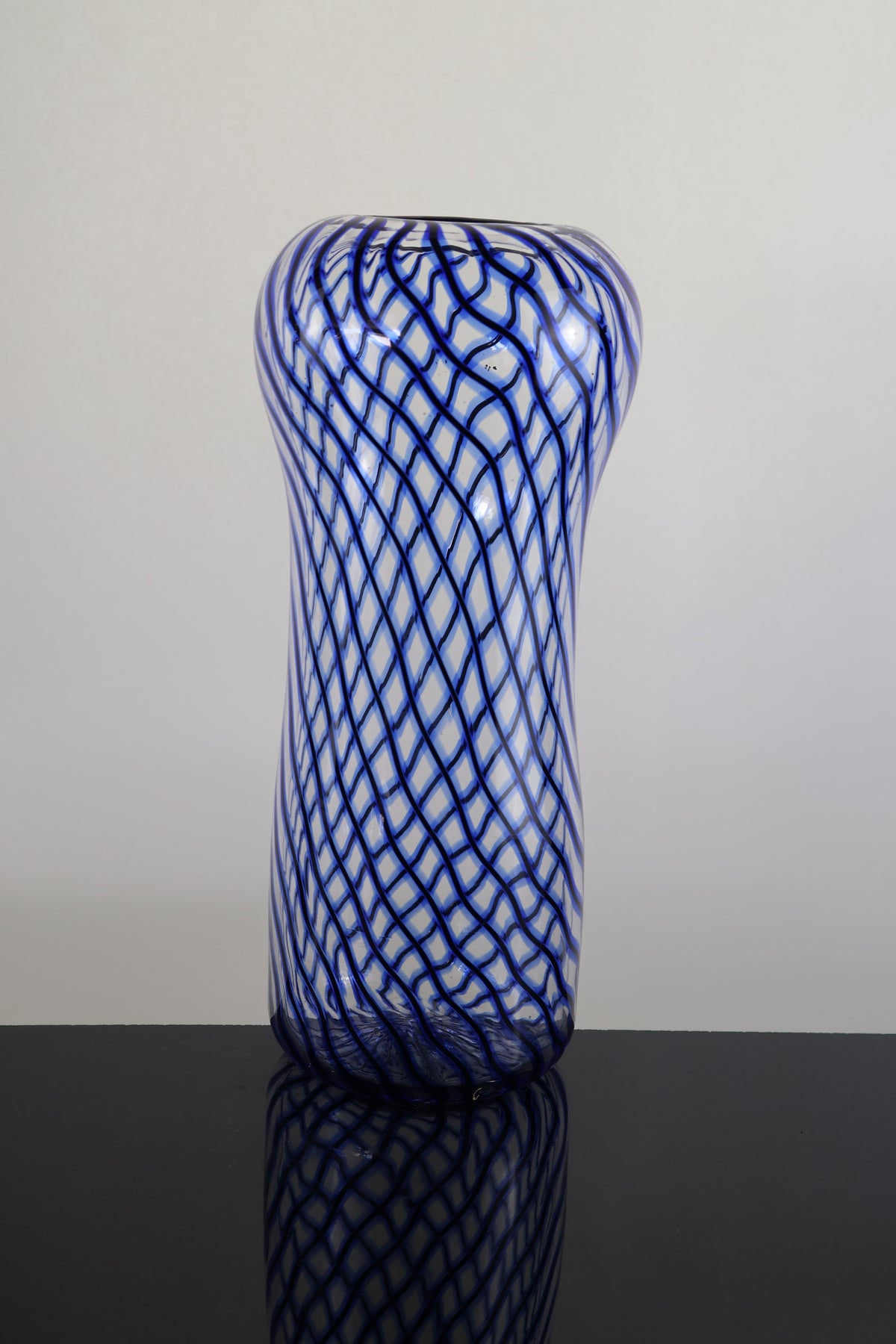 Blue and Black Spiral Vase