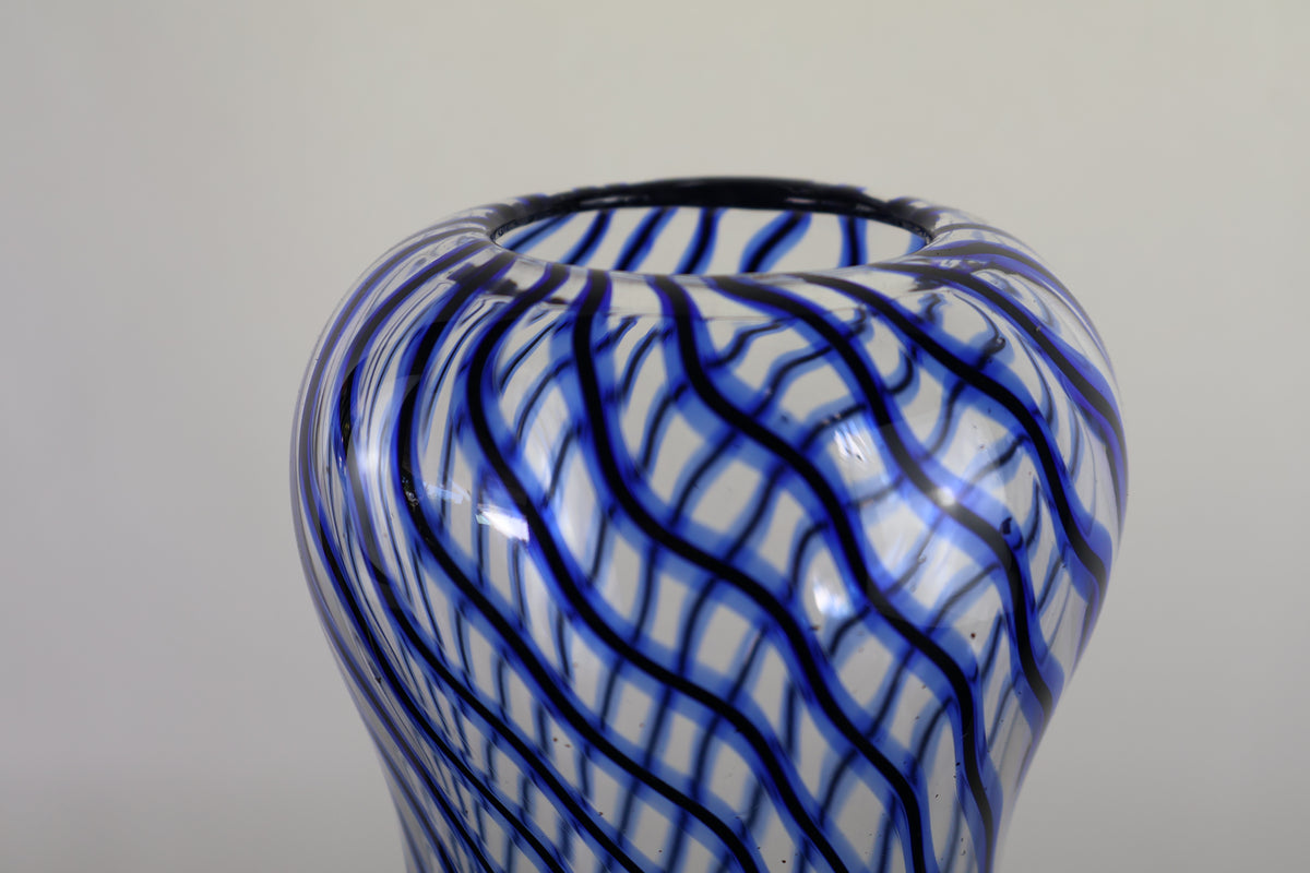 Blue and Black Spiral Vase