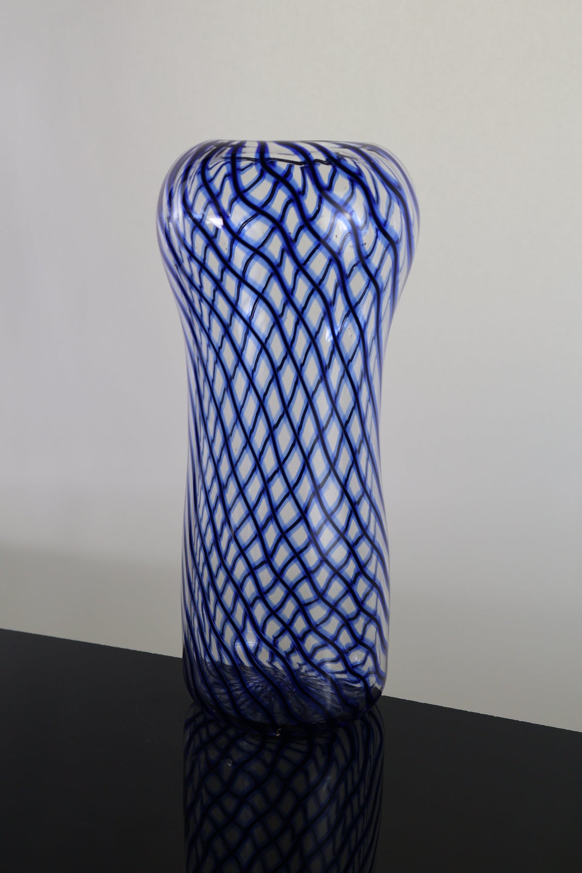 Blue and Black Spiral Vase