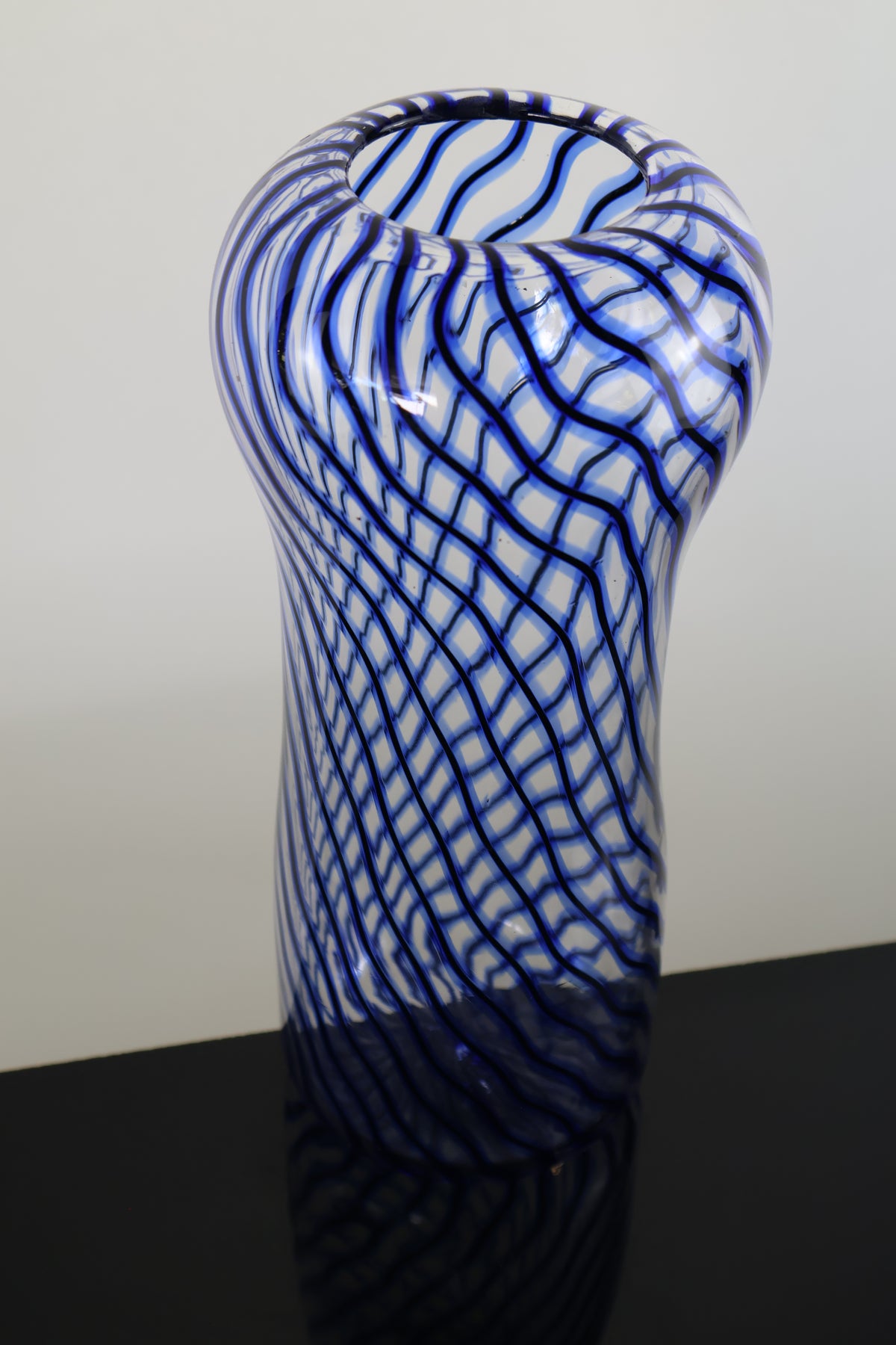 Blue and Black Spiral Vase
