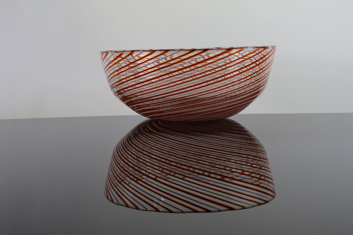 Orange and White Spiral Bowl