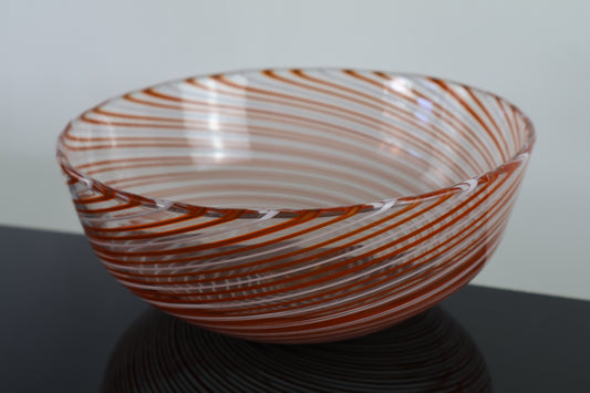Orange and White Spiral Bowl