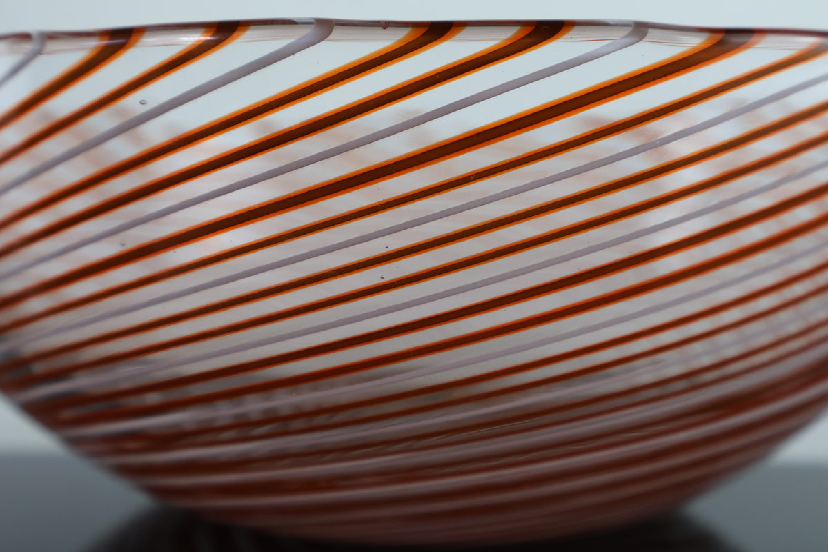 Orange and White Spiral Bowl