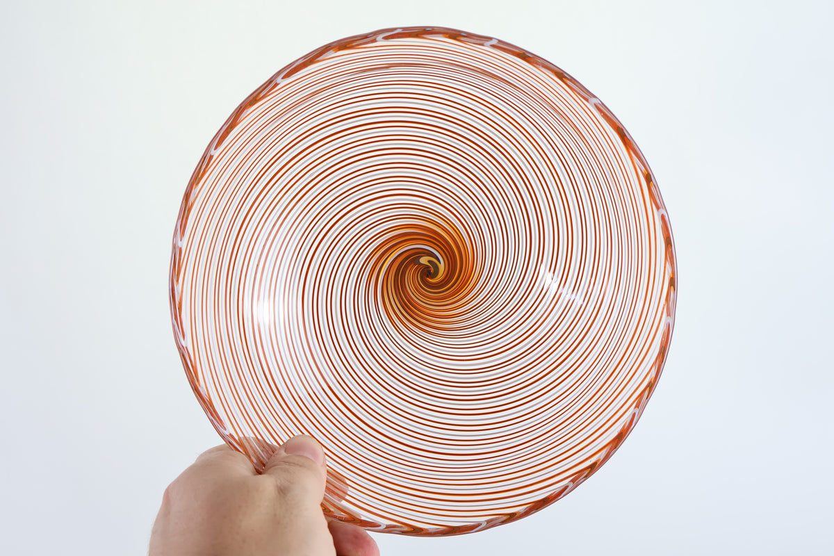Orange and White Spiral Bowl