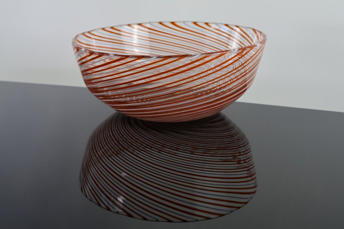 Orange and White Spiral Bowl