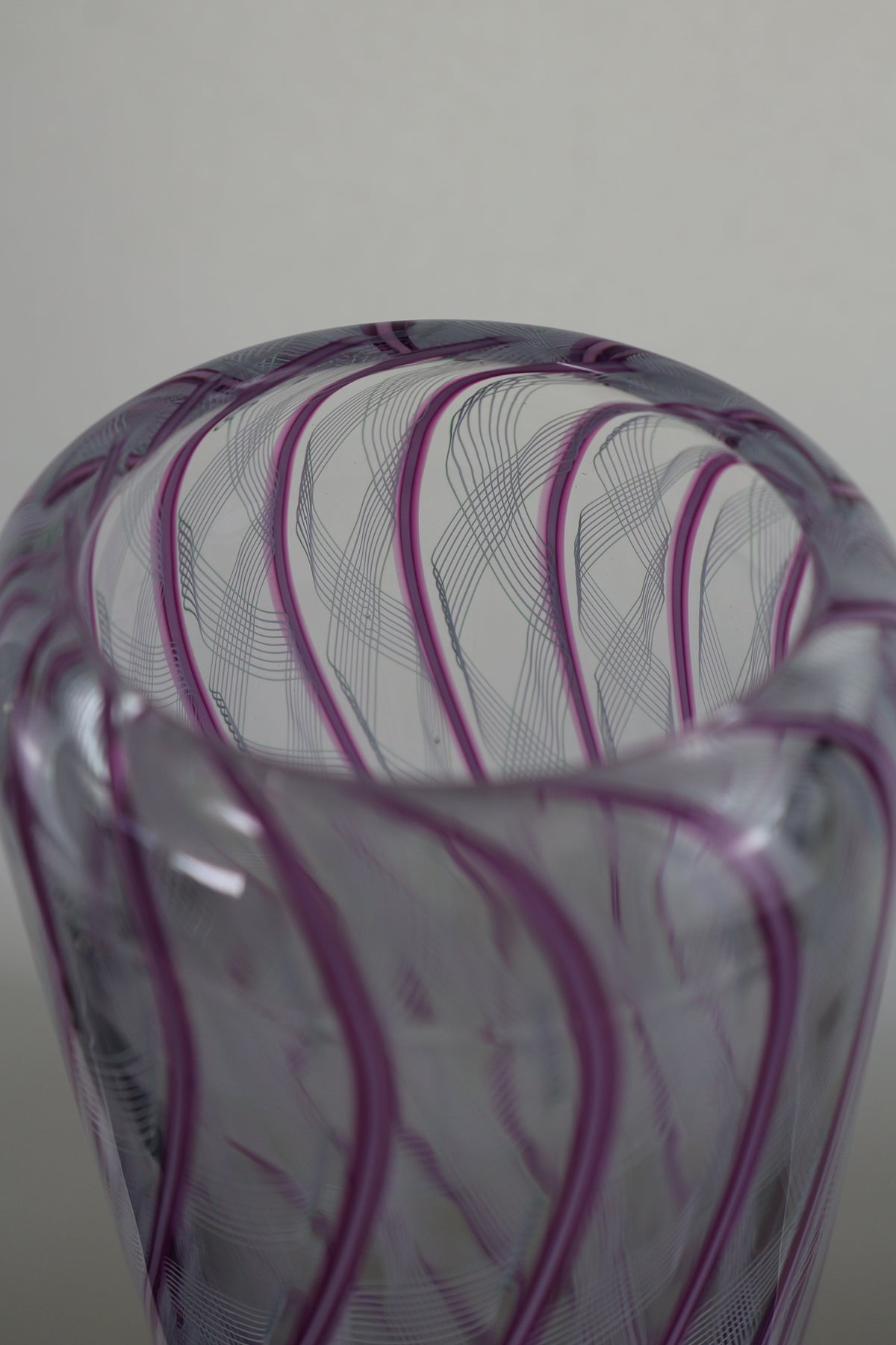Tall Cylinder Ribbon and Pink Cane Vase