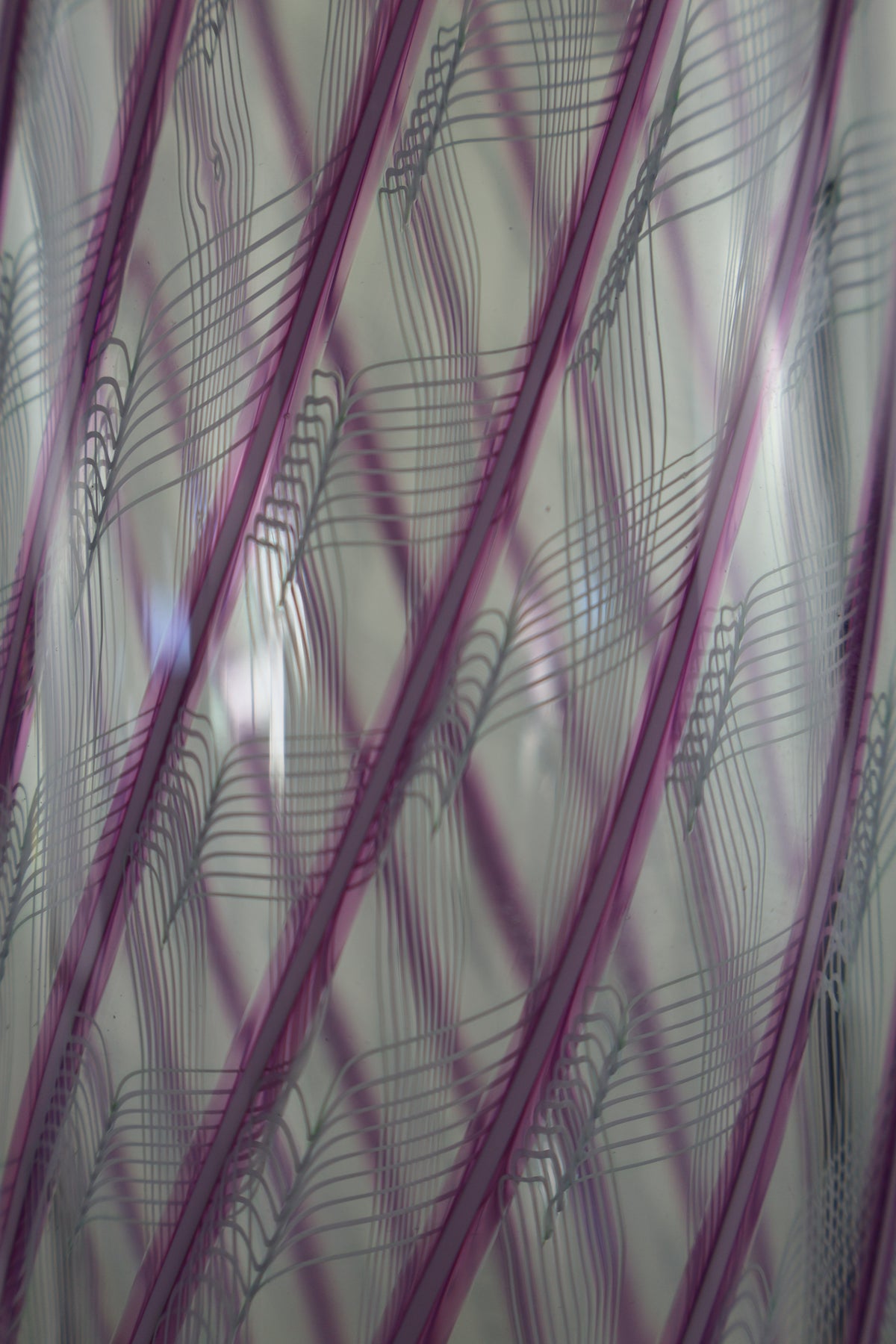 Tall Cylinder Ribbon and Pink Cane Vase