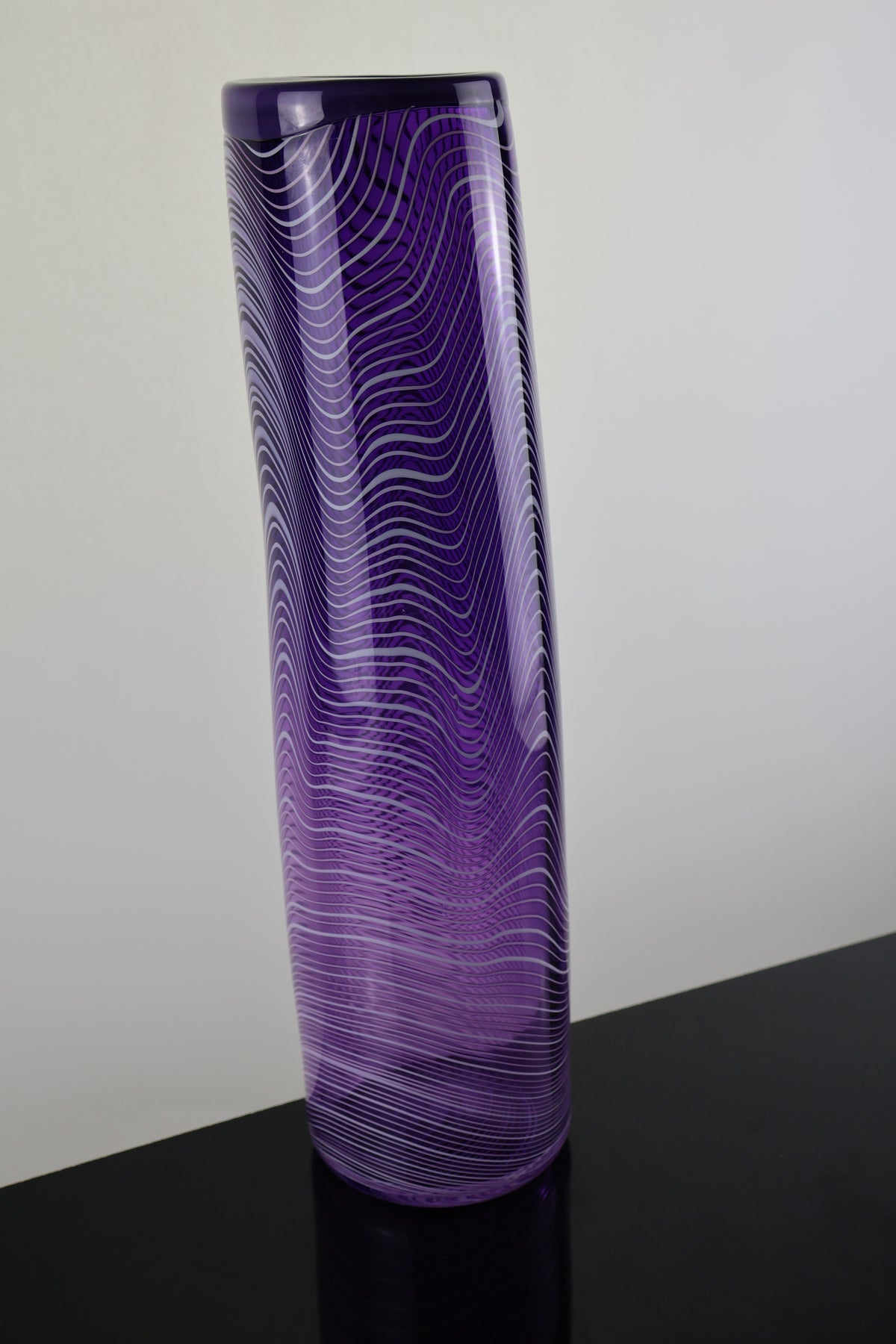 Tall Handblown "Topography" Cylander Vase