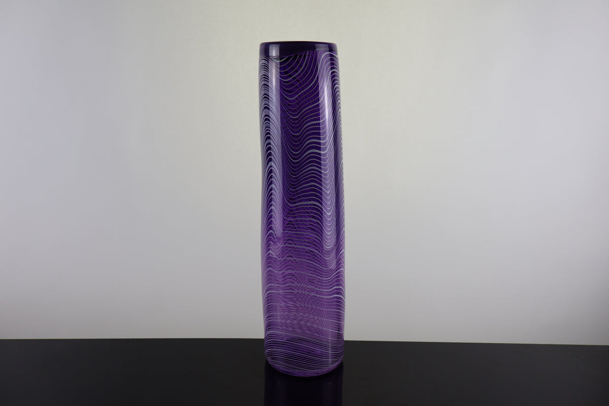 Tall Handblown "Topography" Cylander Vase