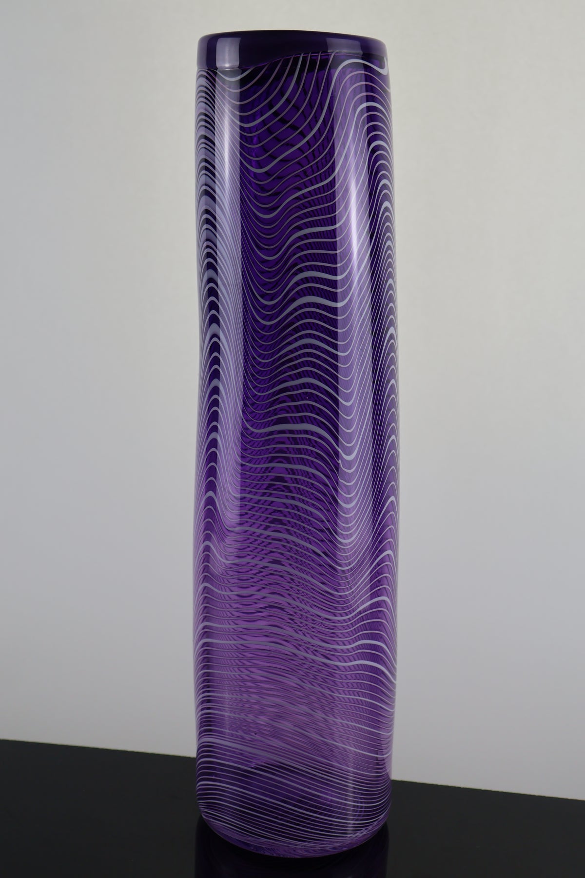 Tall Handblown "Topography" Cylander Vase