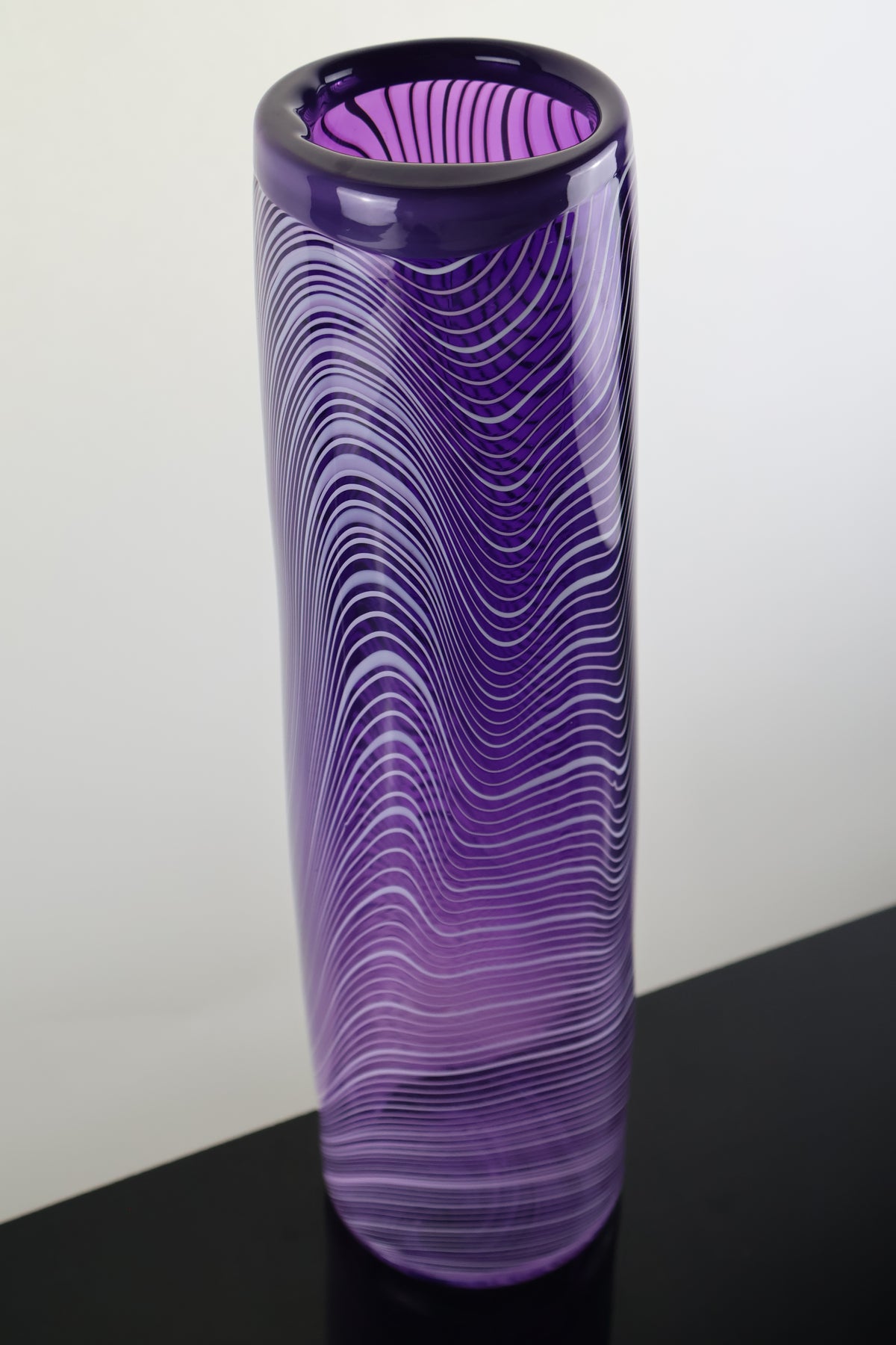 Tall Handblown "Topography" Cylander Vase