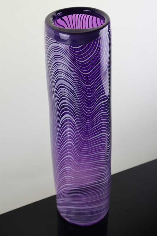 Tall Handblown "Topography" Cylander Vase