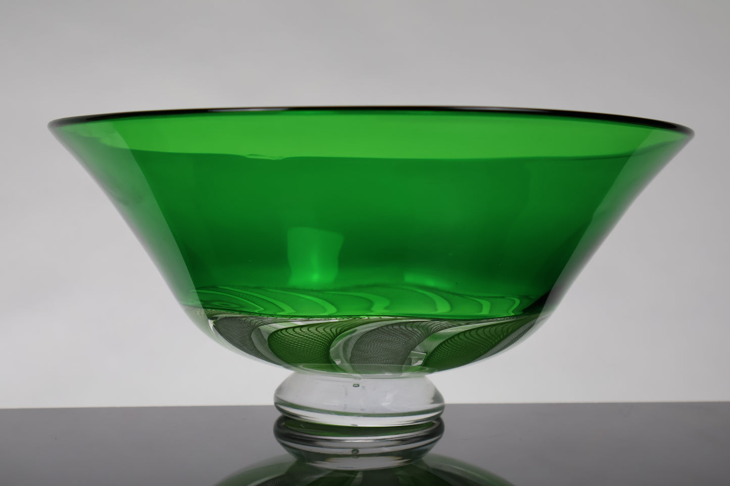 Green and White Cane Encalmo Handblown Bowl