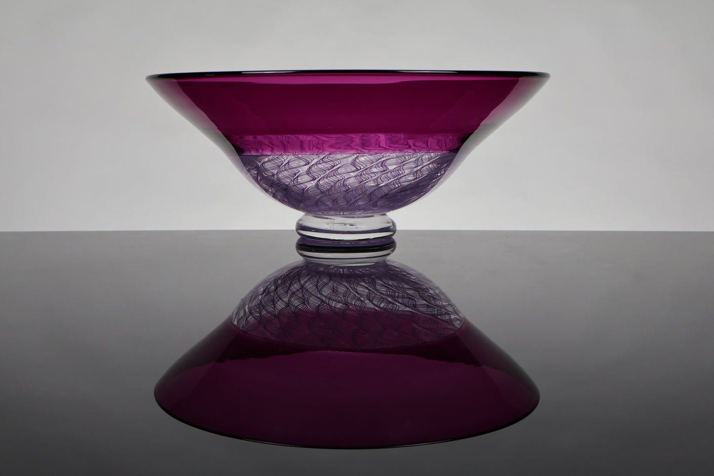 Pink and White Handmade Glass Encalmo Bowl