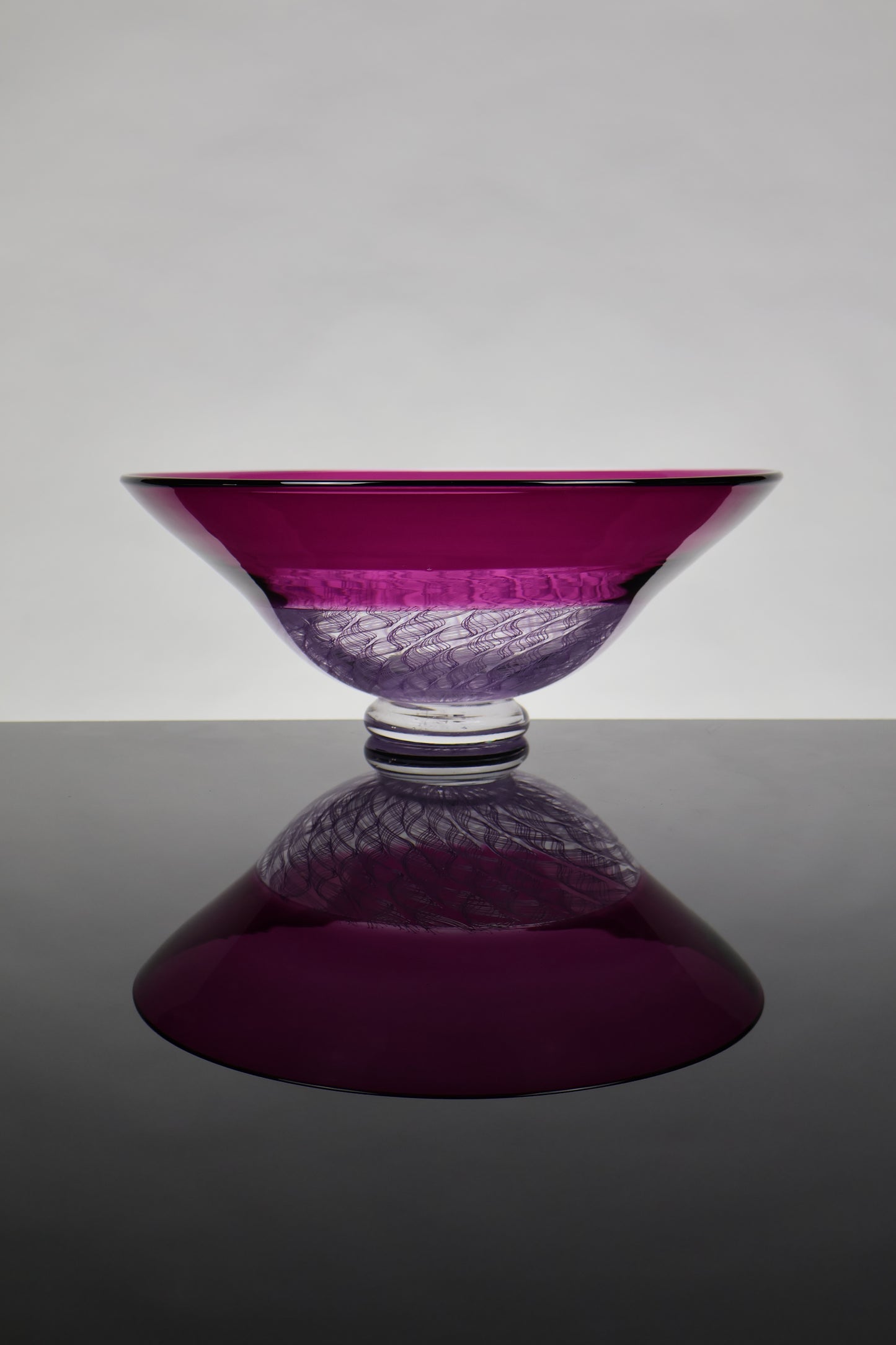 Pink and White Handmade Glass Encalmo Bowl