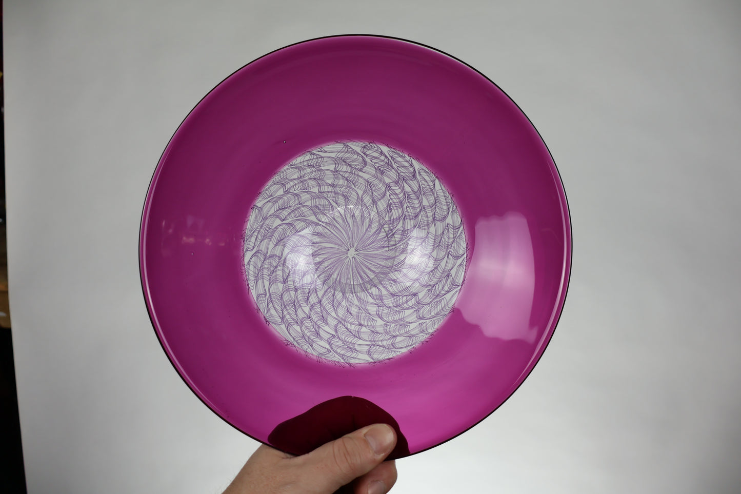 Pink and White Handmade Glass Encalmo Bowl