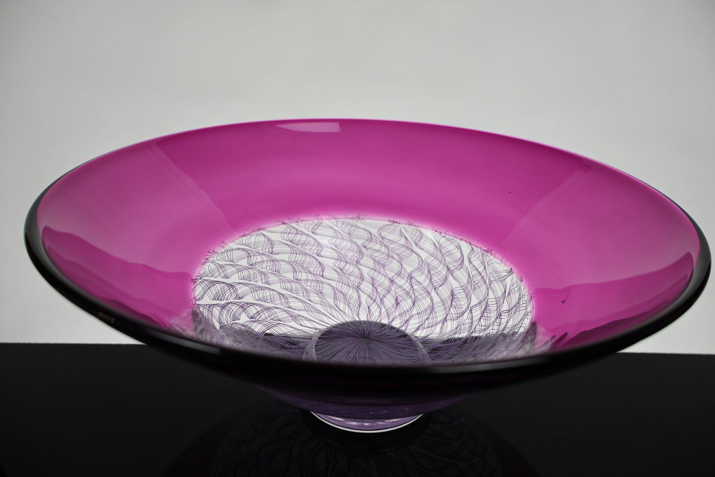 Pink and White Handmade Glass Encalmo Bowl