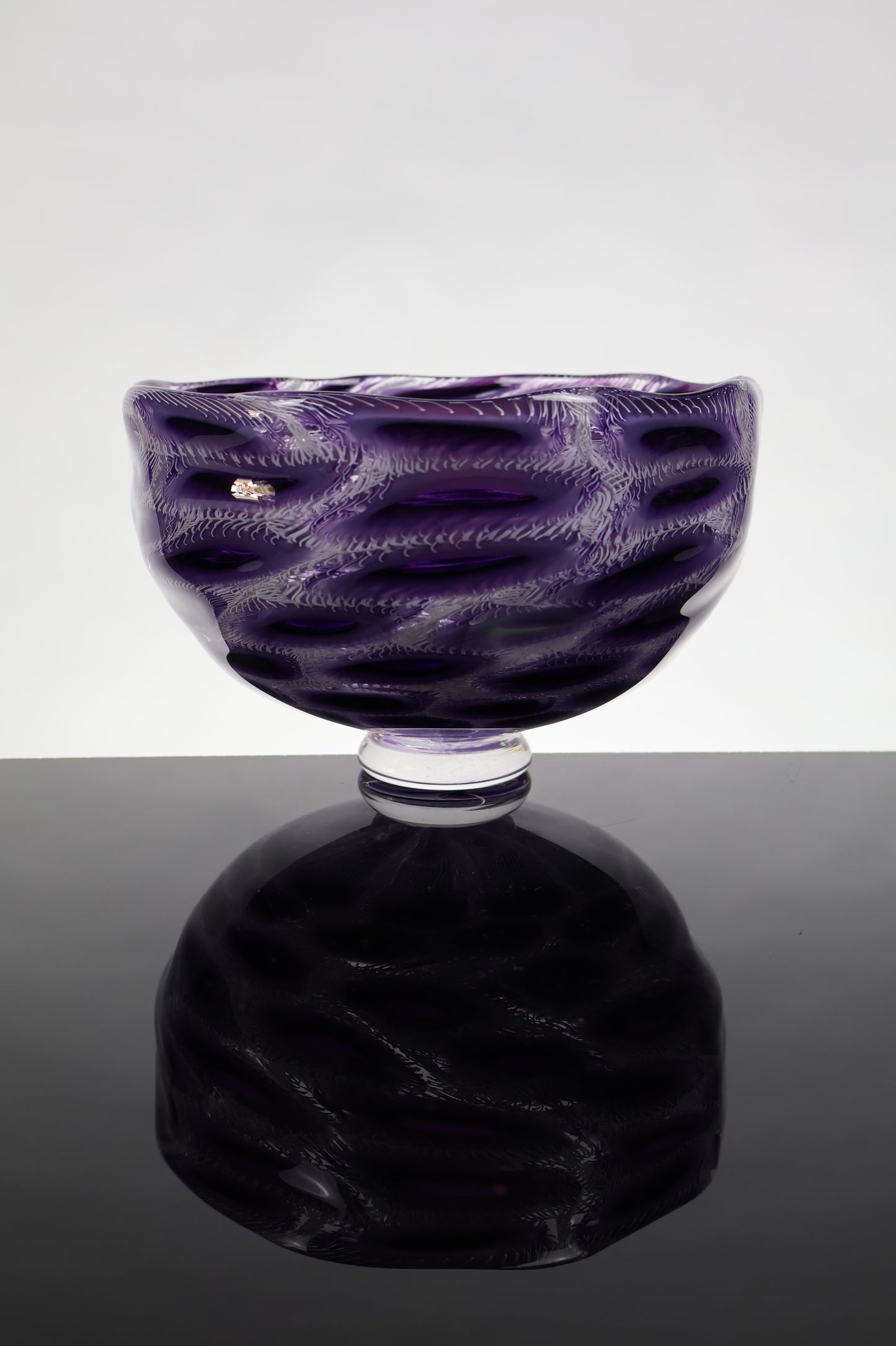 Purple, Pink and White Handmade Murrine Glass Bowl