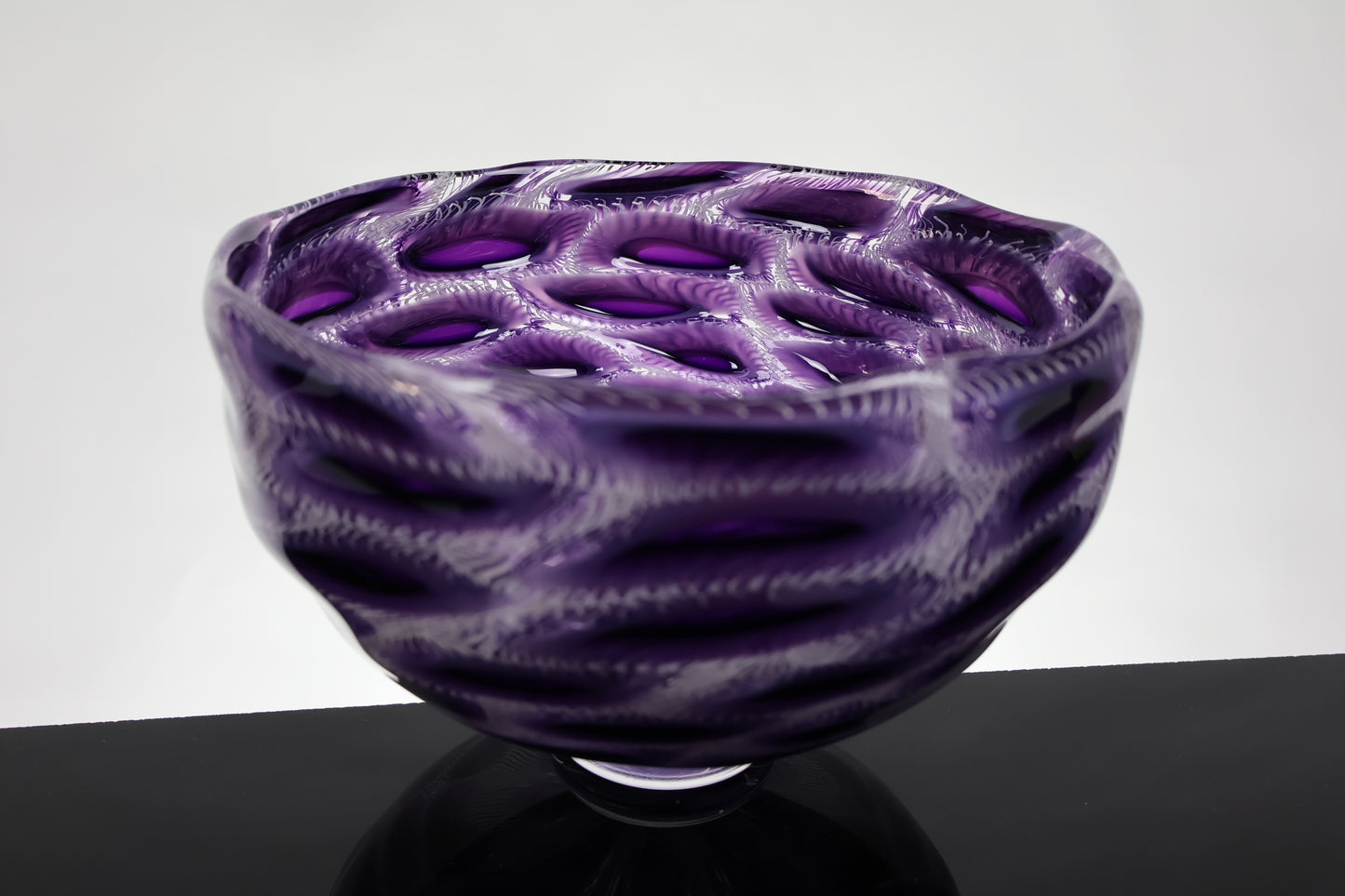 Purple, Pink and White Handmade Murrine Glass Bowl