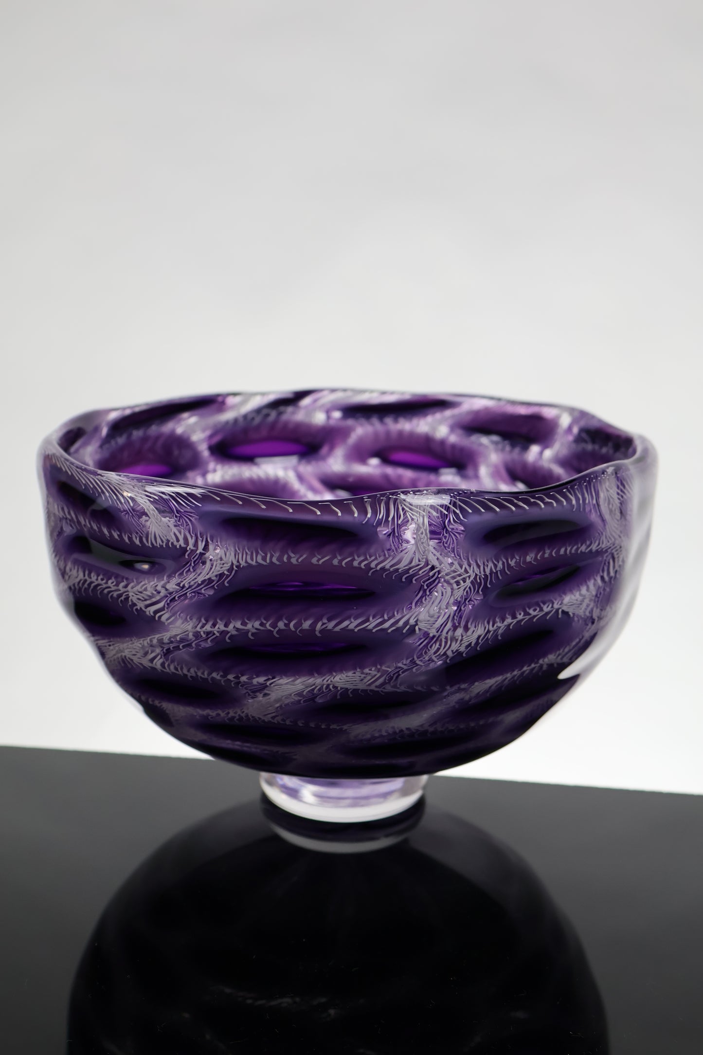 Purple, Pink and White Handmade Murrine Glass Bowl