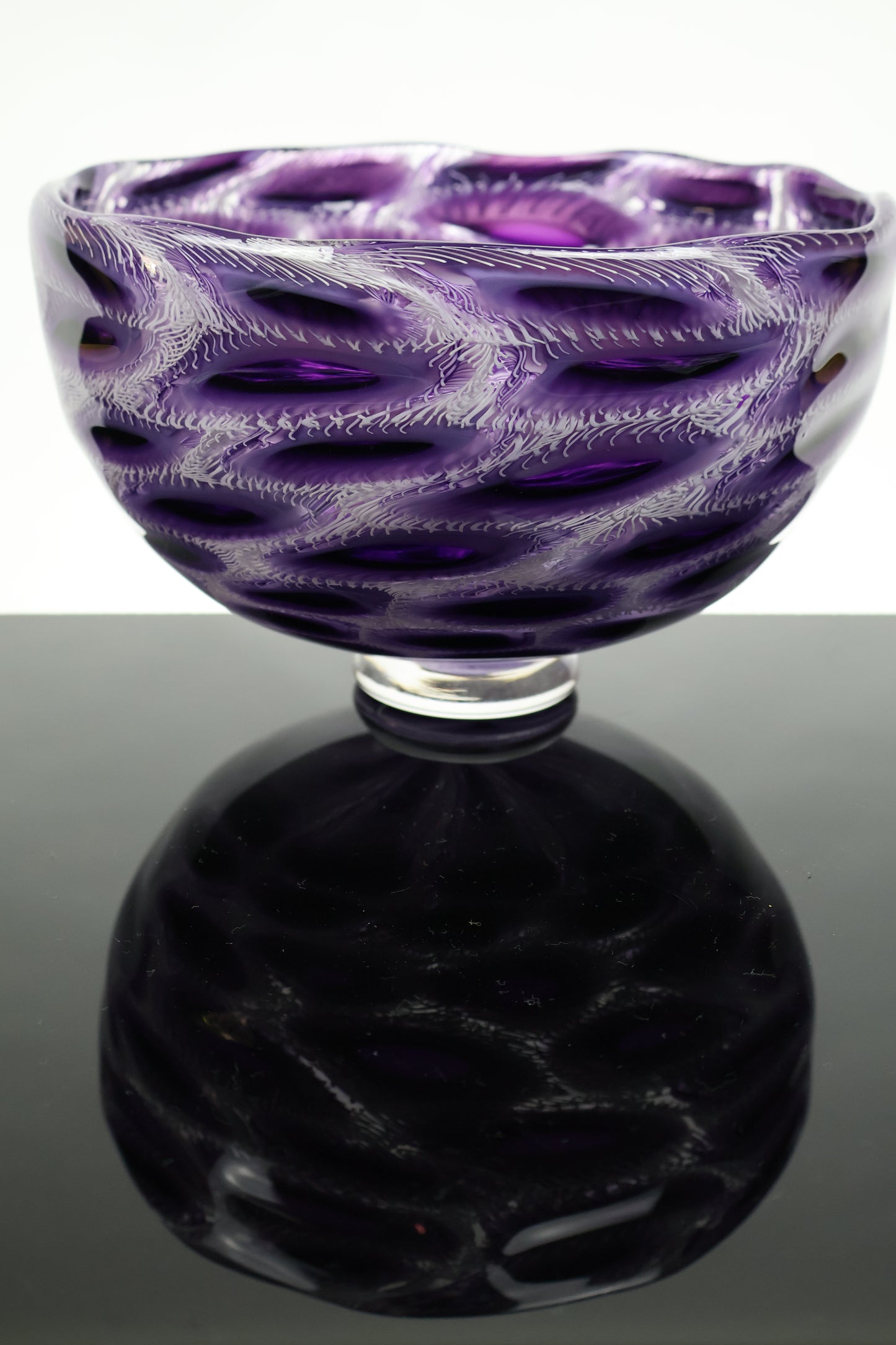 Purple, Pink and White Handmade Murrine Glass Bowl