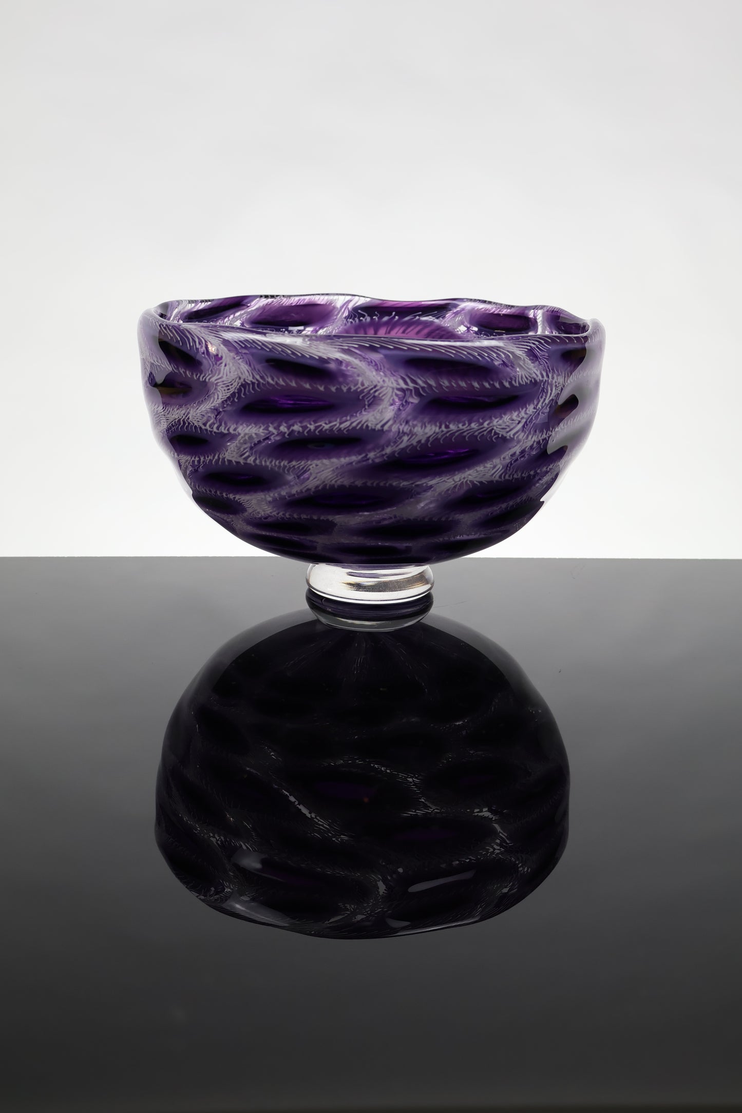 Purple, Pink and White Handmade Murrine Glass Bowl