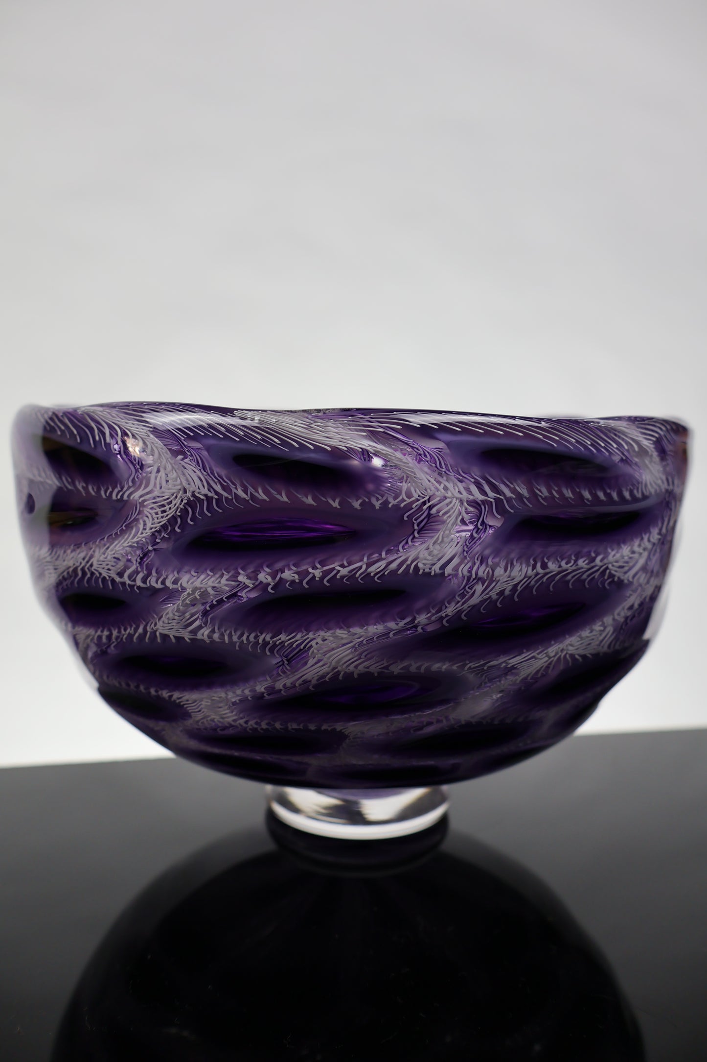 Purple, Pink and White Handmade Murrine Glass Bowl