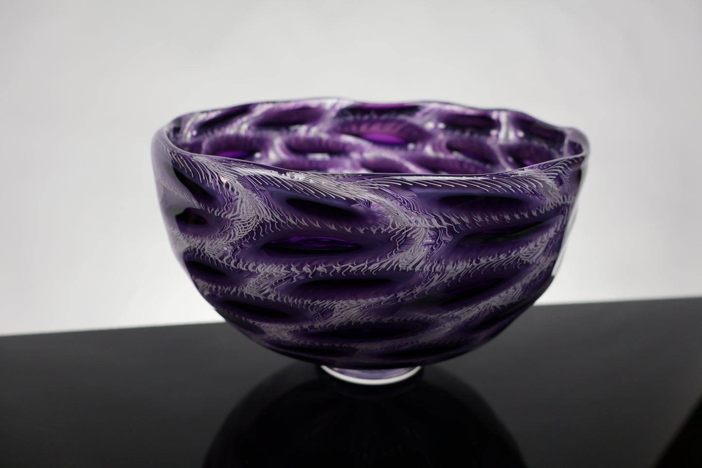 Purple, Pink and White Handmade Murrine Glass Bowl