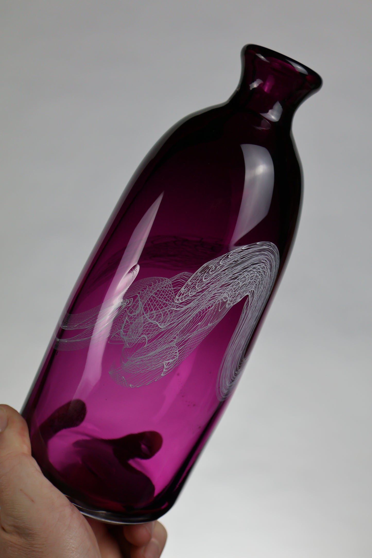 Small Handblown Heliotrope "Lasso" Bottle