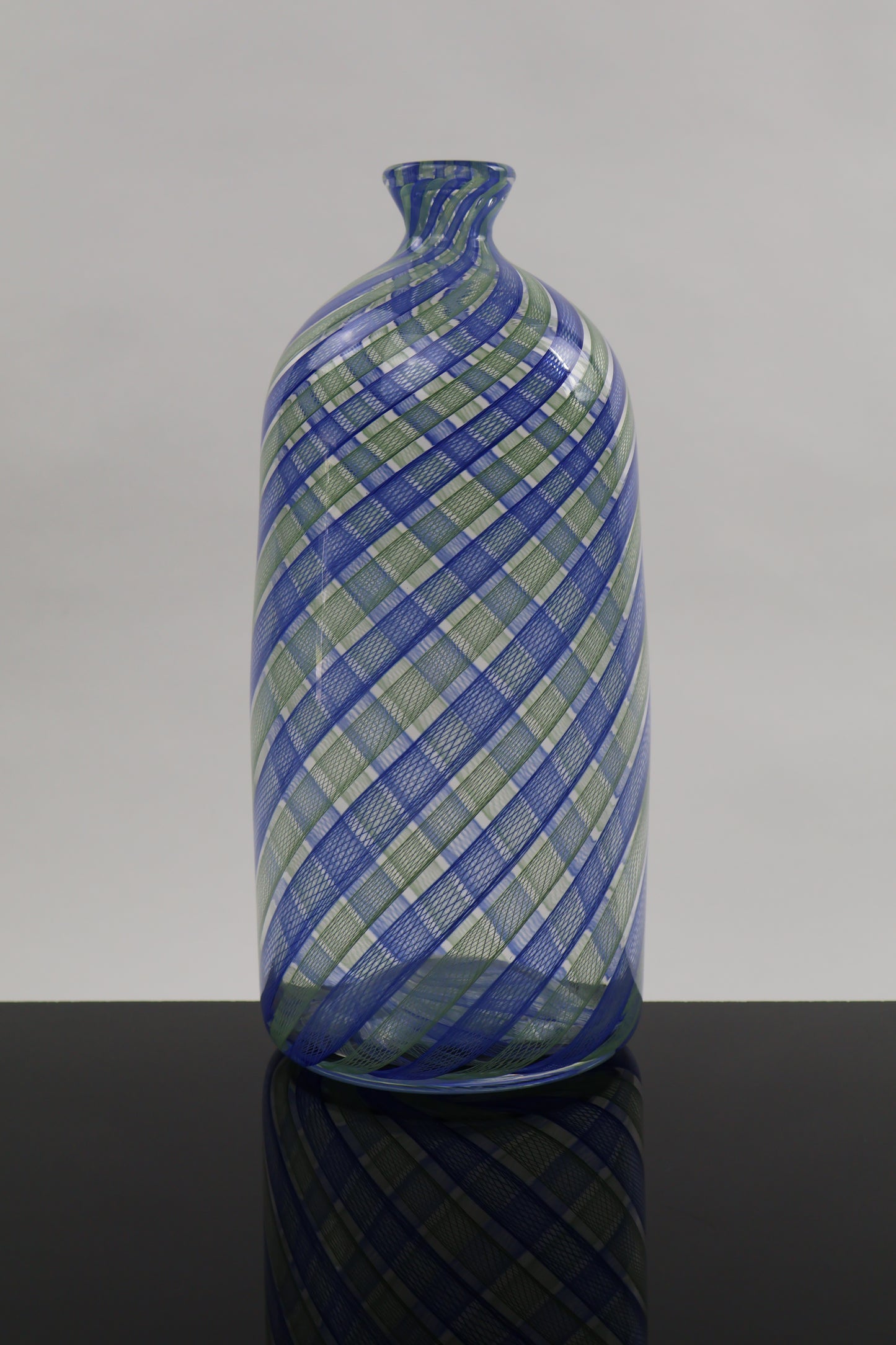 Green and Blue Zanfirico Cane Bottle