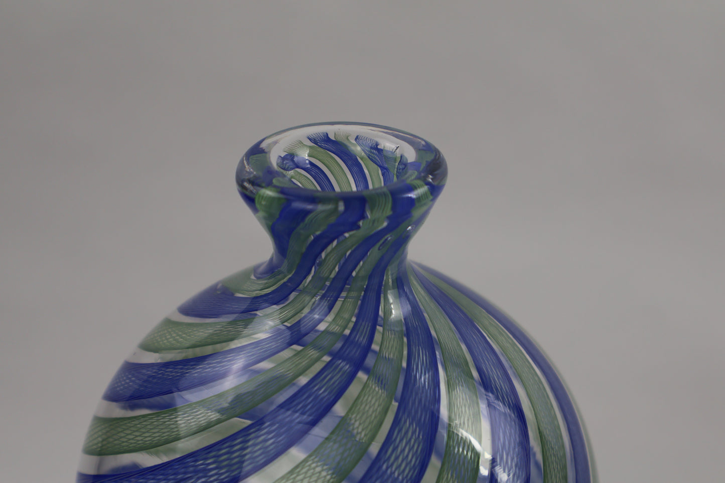 Green and Blue Zanfirico Cane Bottle