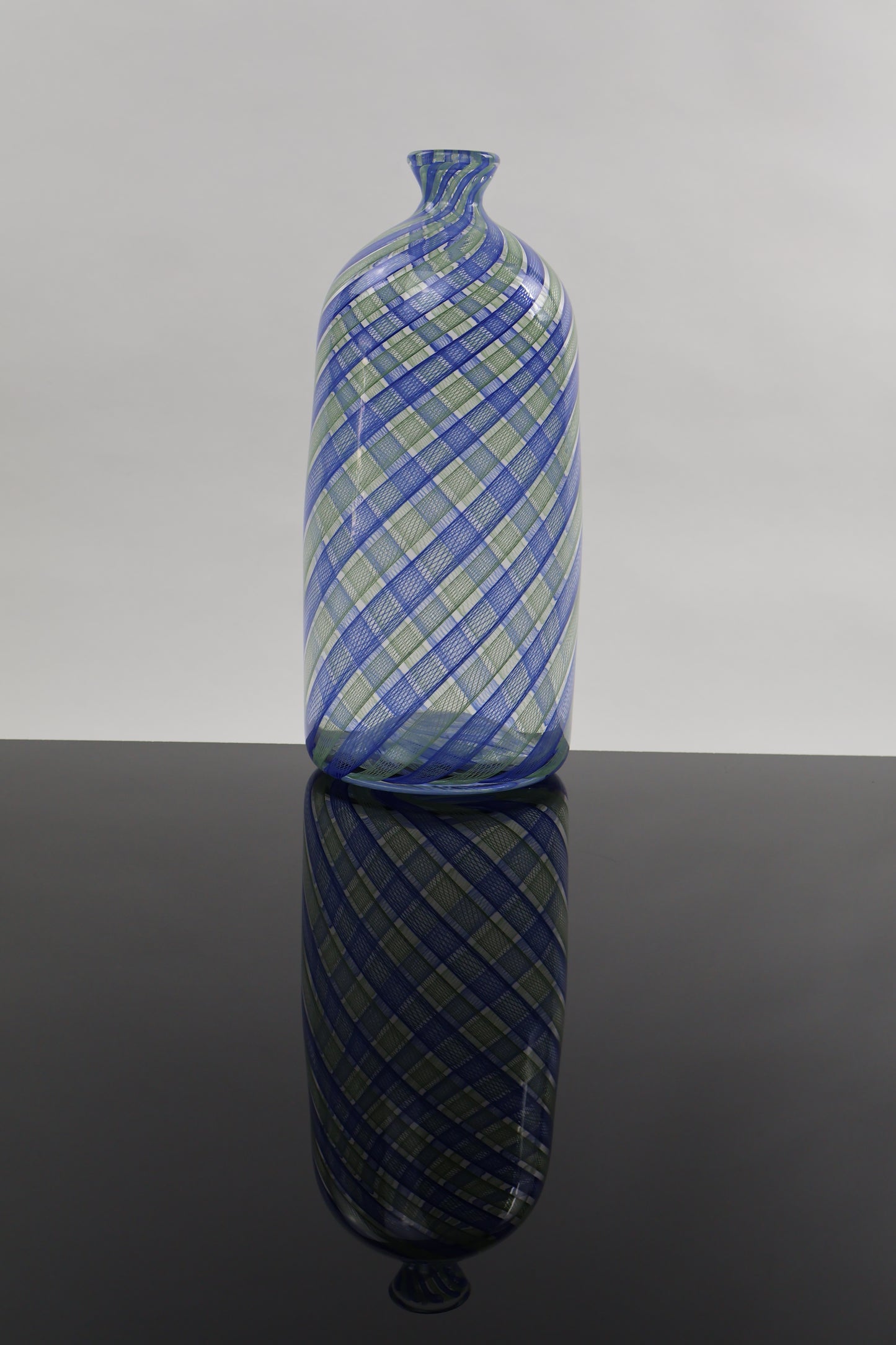 Green and Blue Zanfirico Cane Bottle