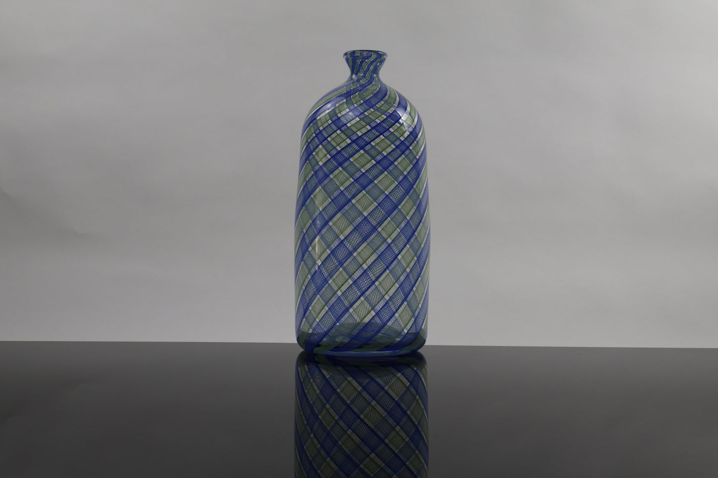Green and Blue Zanfirico Cane Bottle