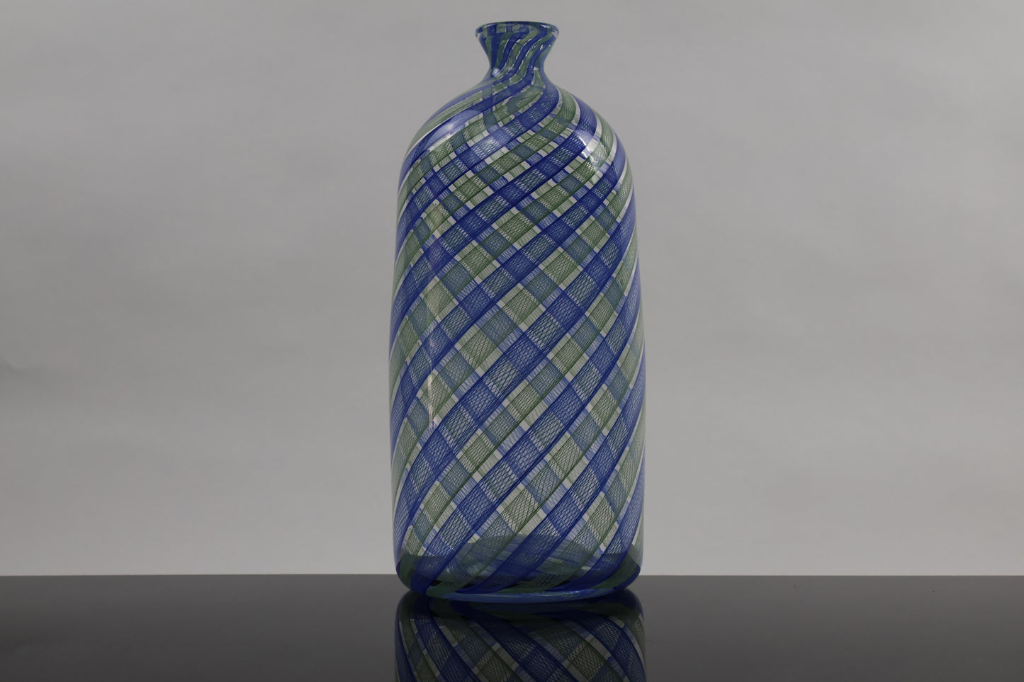 Green and Blue Zanfirico Cane Bottle